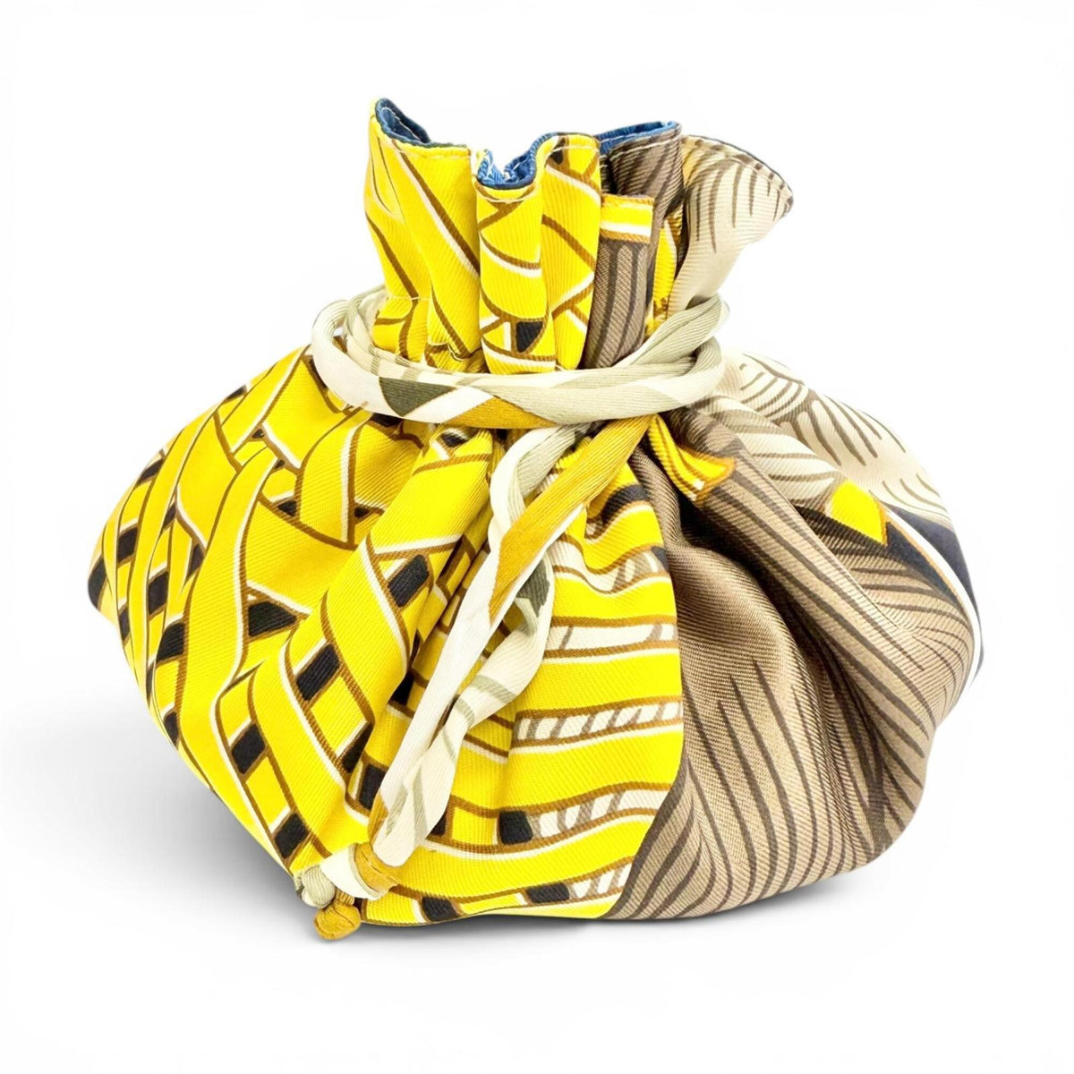 Hermes Blue Yellow Silk Pouch (Pre-Owned)