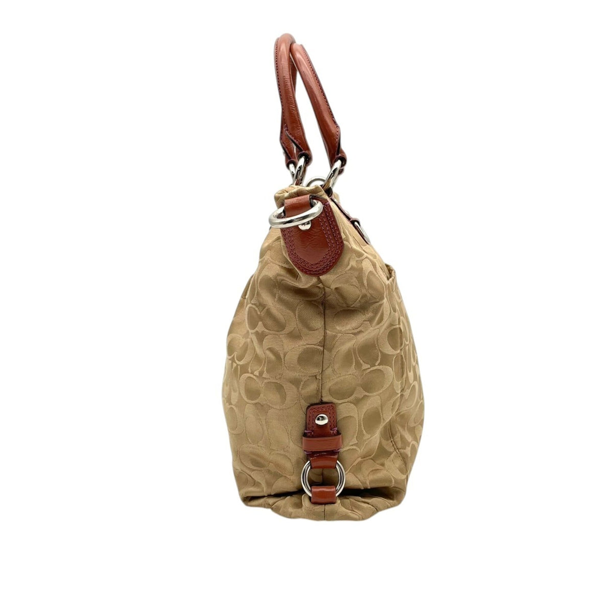 Coach Beige Brown Leather Handbag Shoulder Bag Tote Bag (Pre-Owned)
