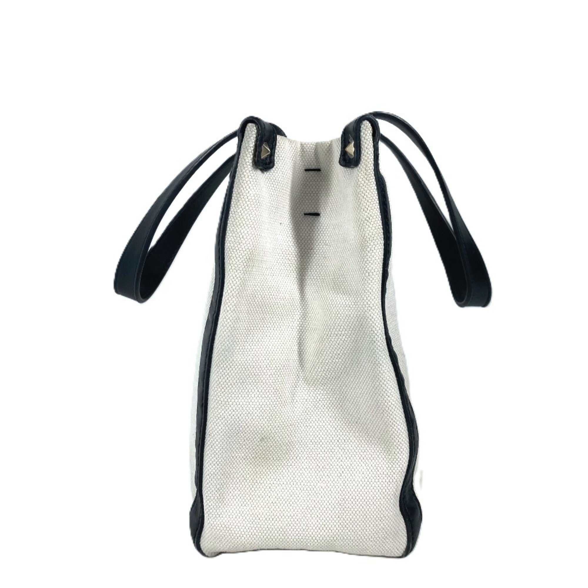 Valentino Black White Canvas Shoulder Bag Tote Bag (Pre-Owned)