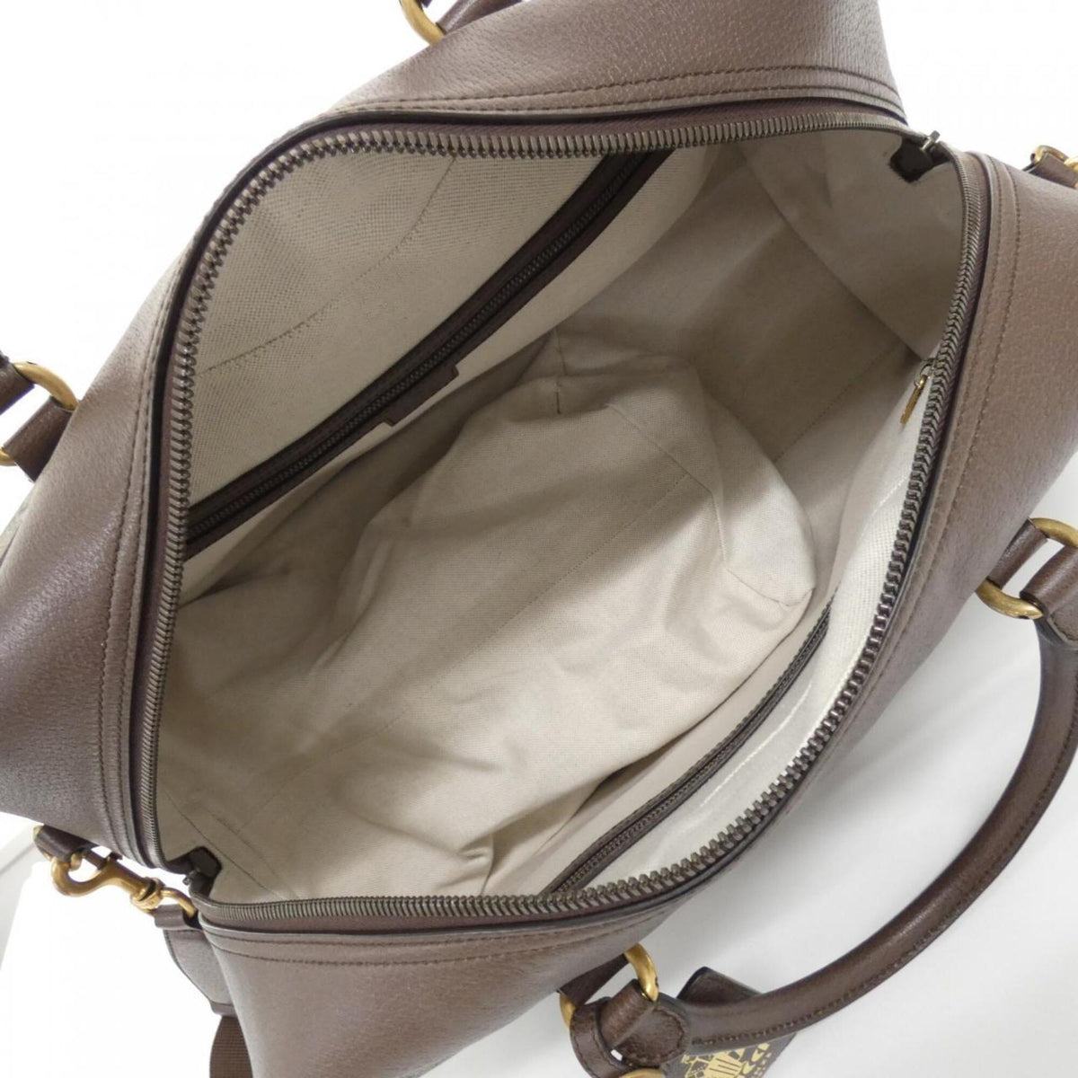 Gucci Beige Brown Gg Supreme Leather Boston Bag (Pre-Owned)