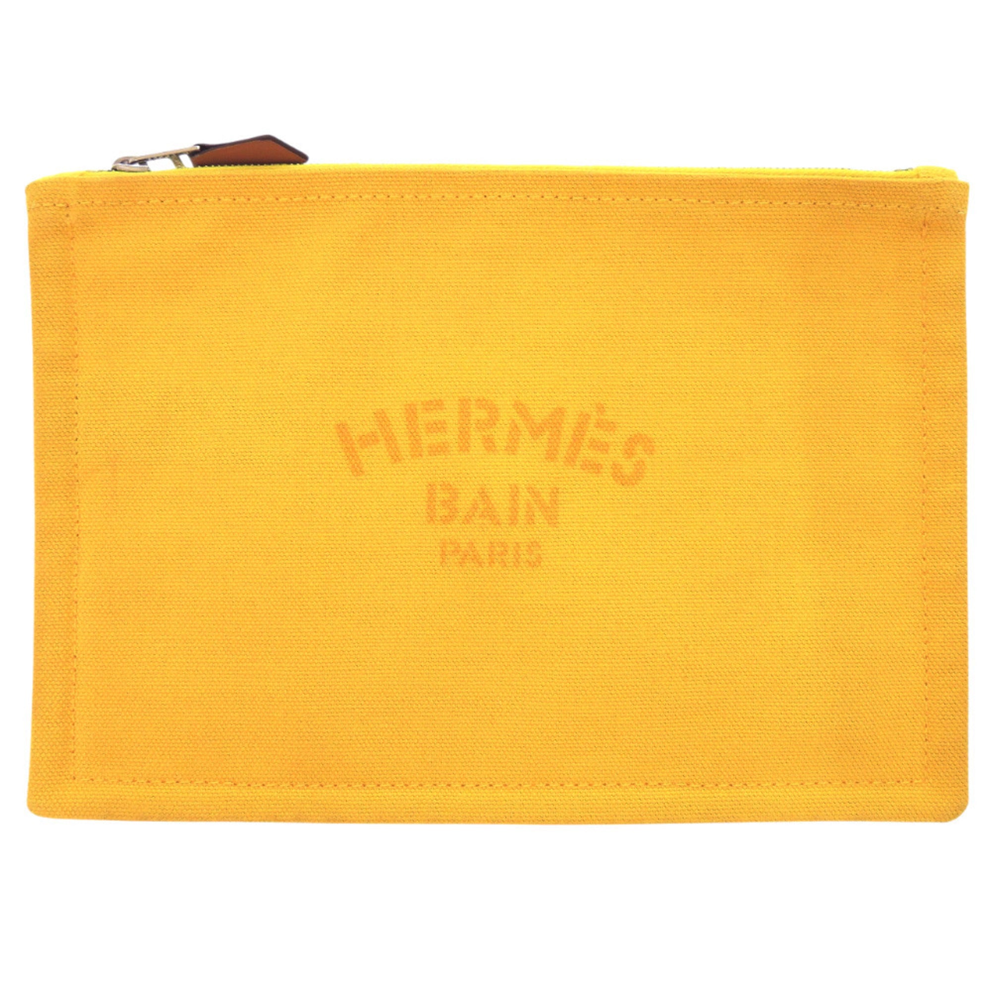 Hermes Yellow Cotton Canvas Canvas Handbag Pouch (Pre-Owned)