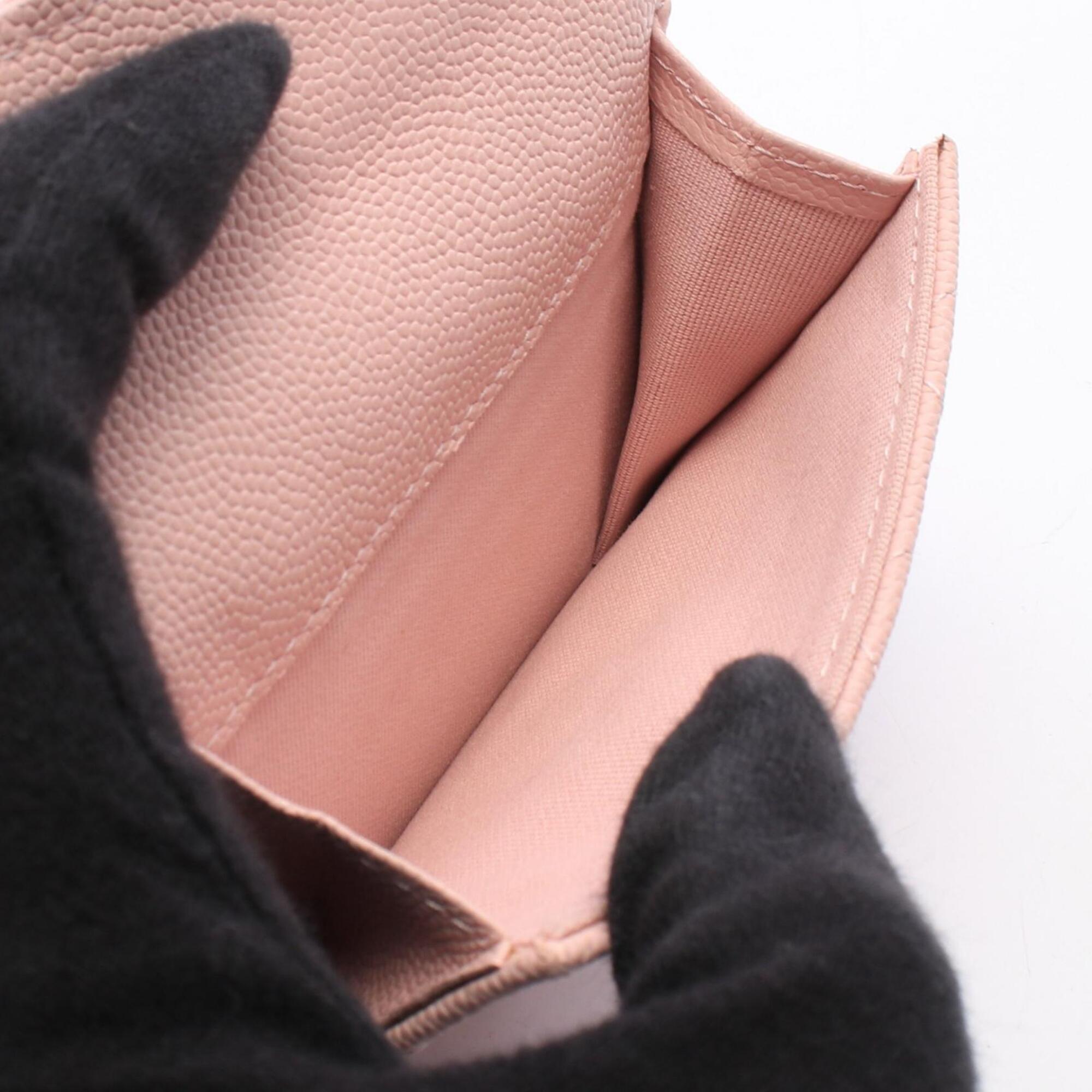 Chanel Pink Grained Calfskin Wallet (Tri-Fold) (Pre-Owned)