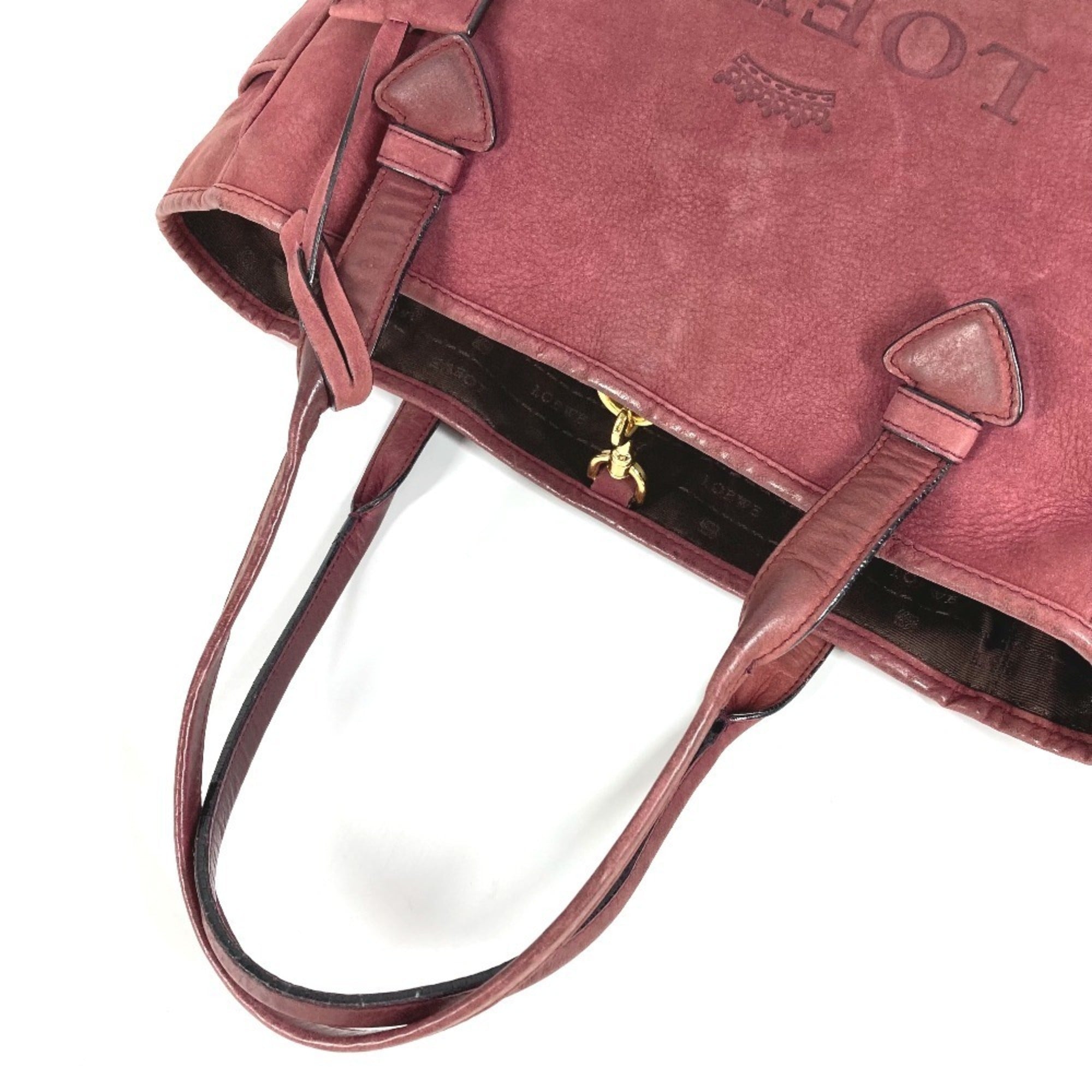 Loewe Bordeaux Leather Shoulder Bag Tote Bag (Pre-Owned)