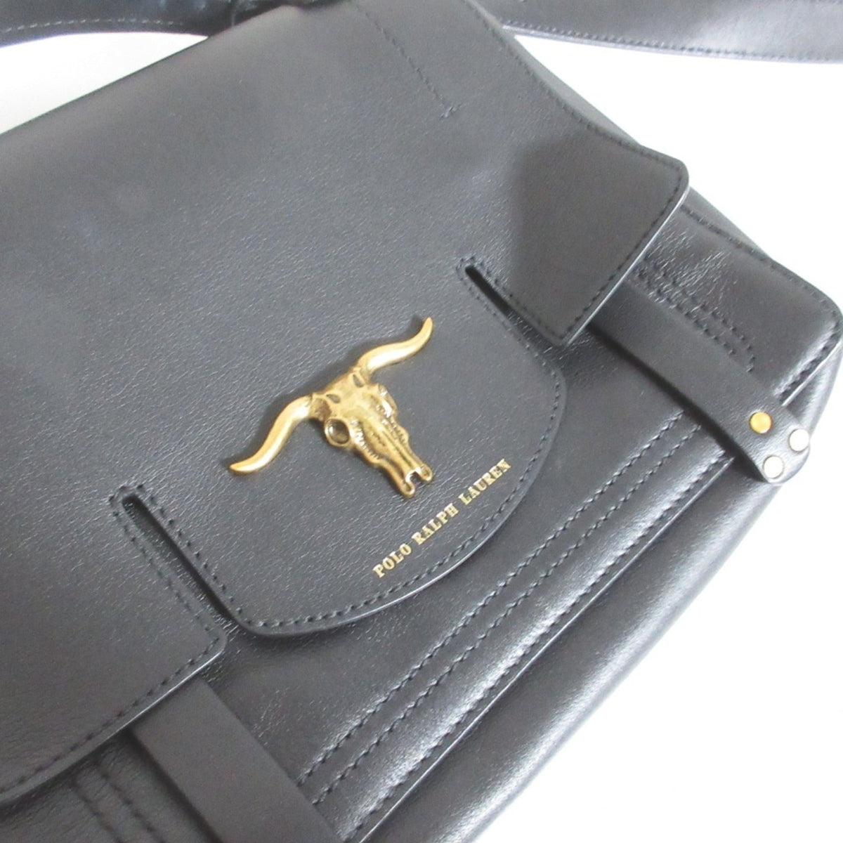 Ralph Lauren Black Leather Handbag Shoulder Bag (Pre-Owned)