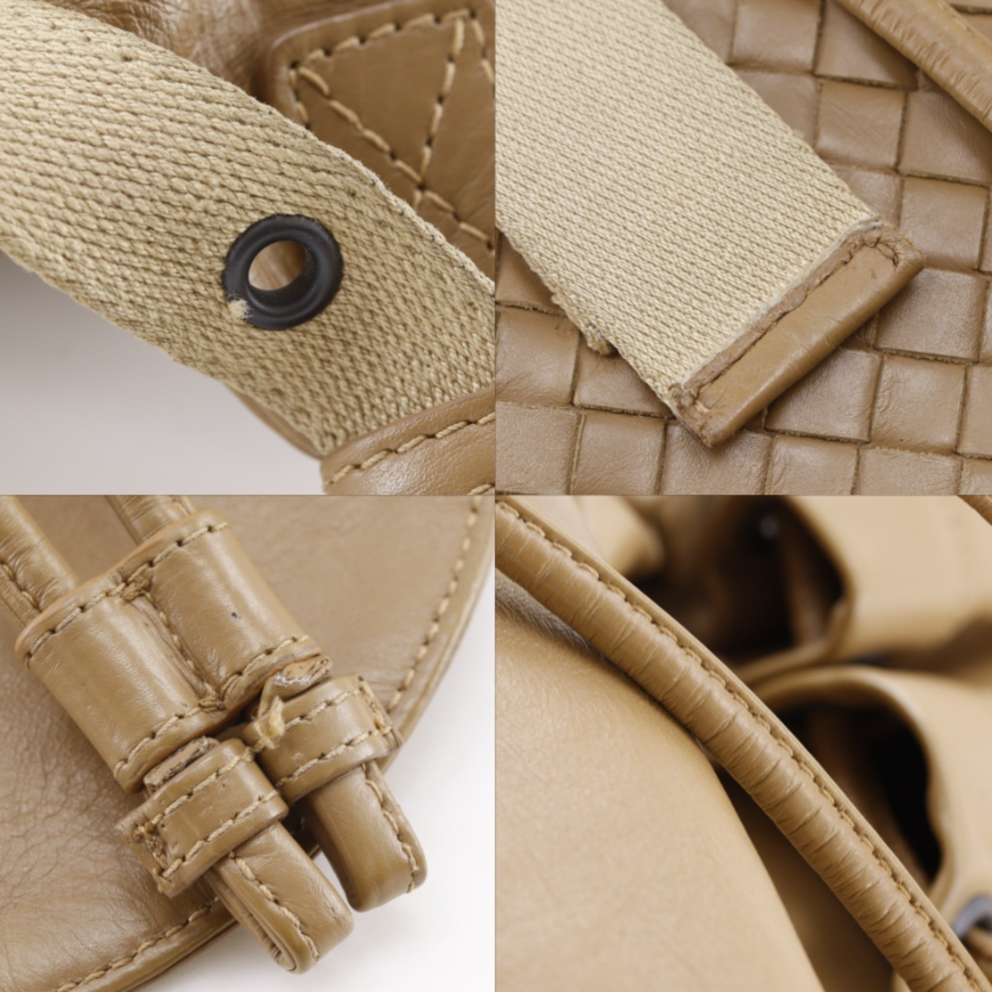 Bottega Veneta Intrecciato Beige Leather Backpack (Pre-Owned)