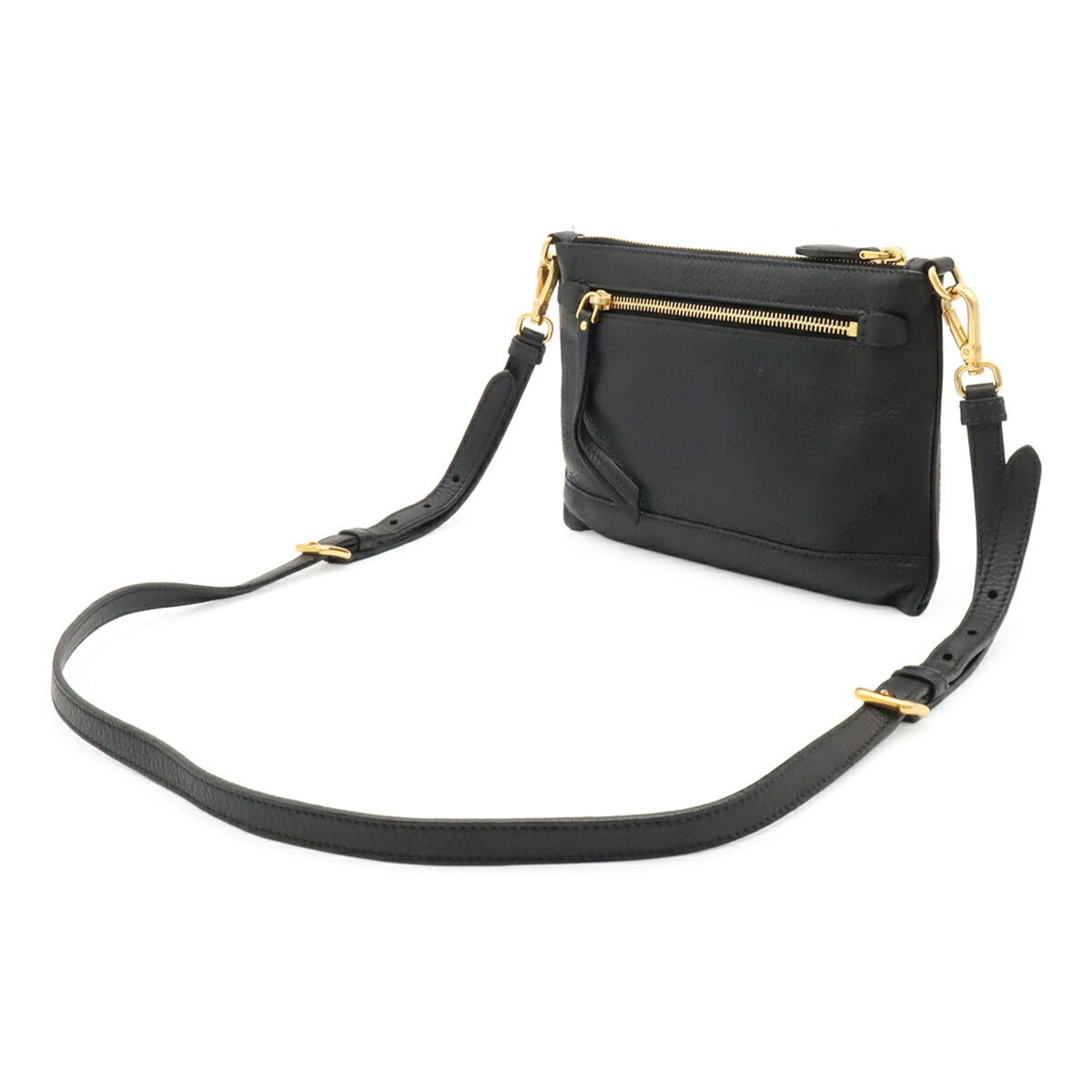 Prada Black Nero Leather Clutch Bag Pochette Shoulder Bag (Pre-Owned)
