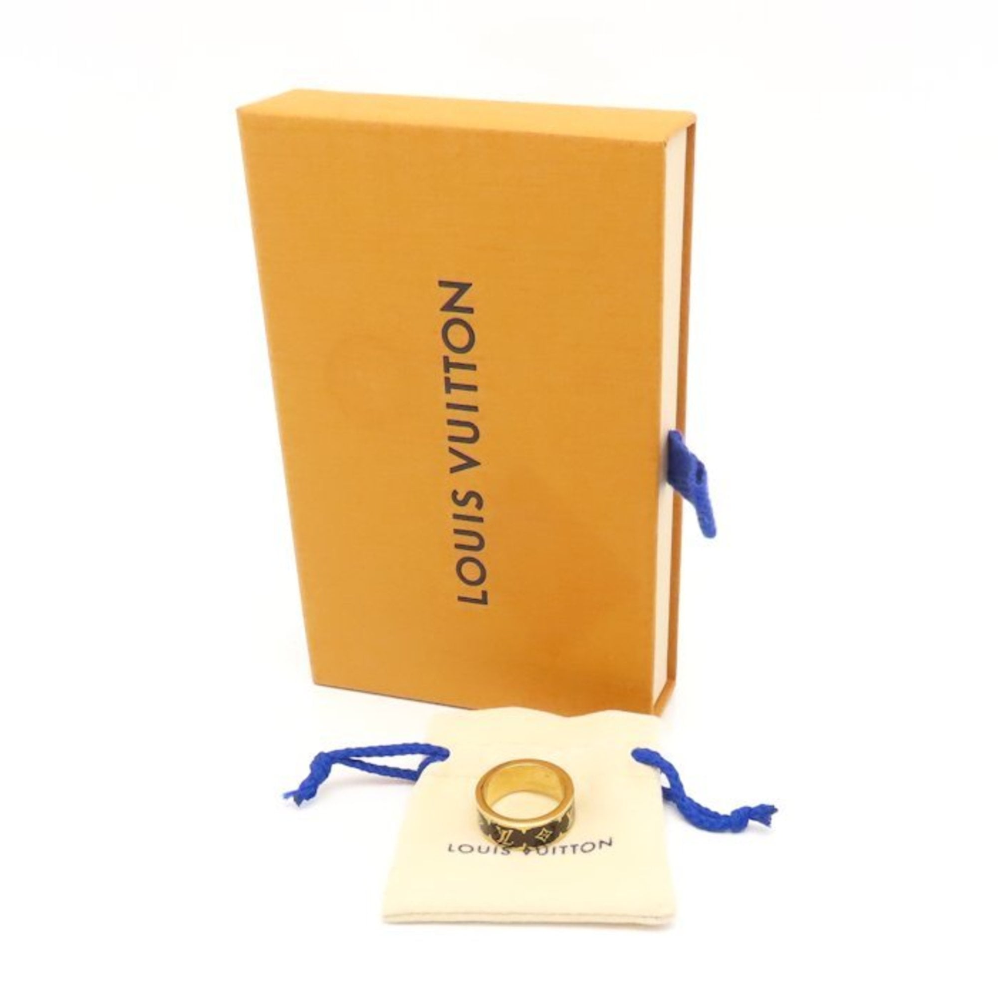 Louis Vuitton Gold Black Gold Plating Band Ring (Pre-Owned)