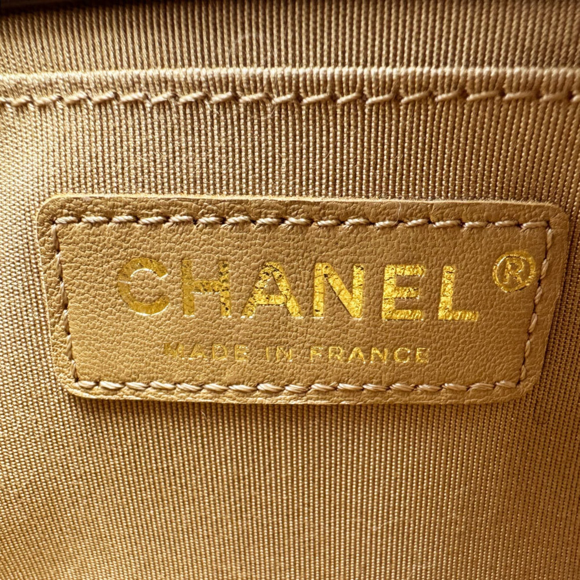 Chanel Beige Brown Leather Shoulder Bag (Pre-Owned)