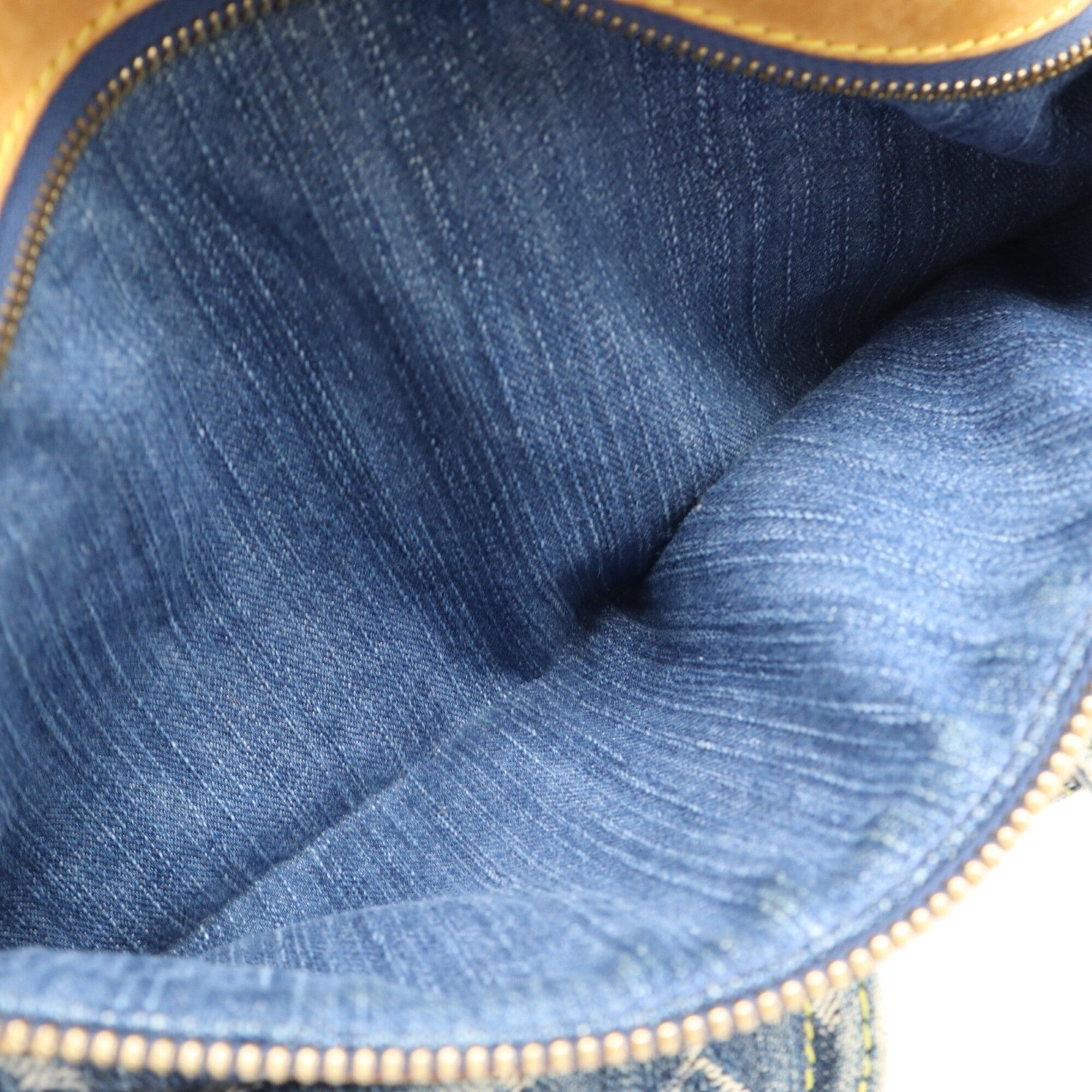 Louis Vuitton Monogram Denim Beige Blue Cotton Leather Shoulder Bag (Pre-Owned)