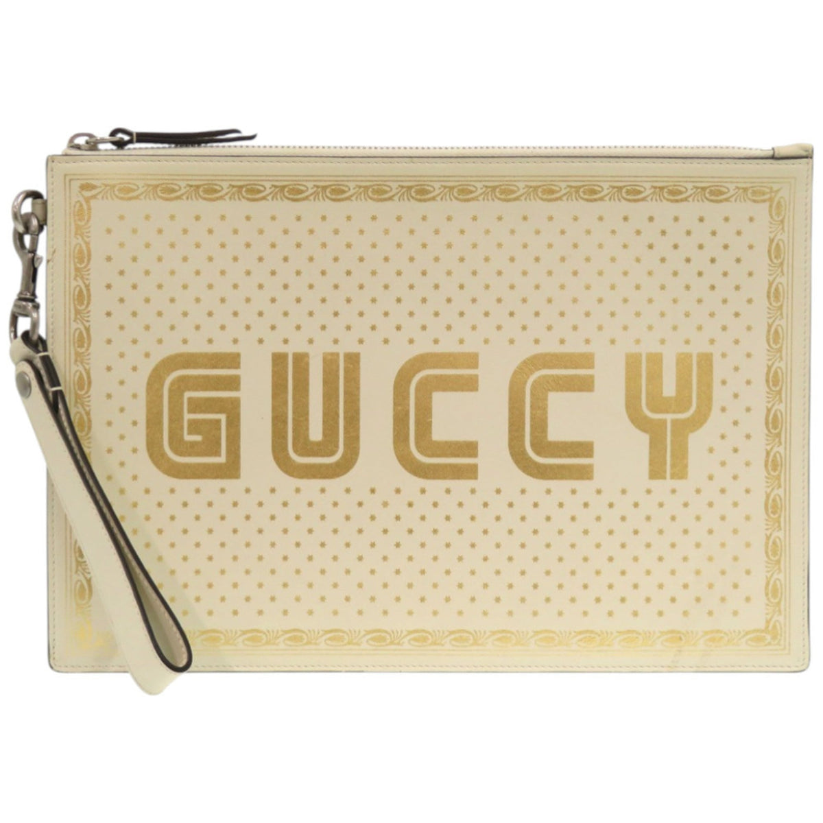 Gucci Gold Ivory Leather Clutch Bag (Pre-Owned)