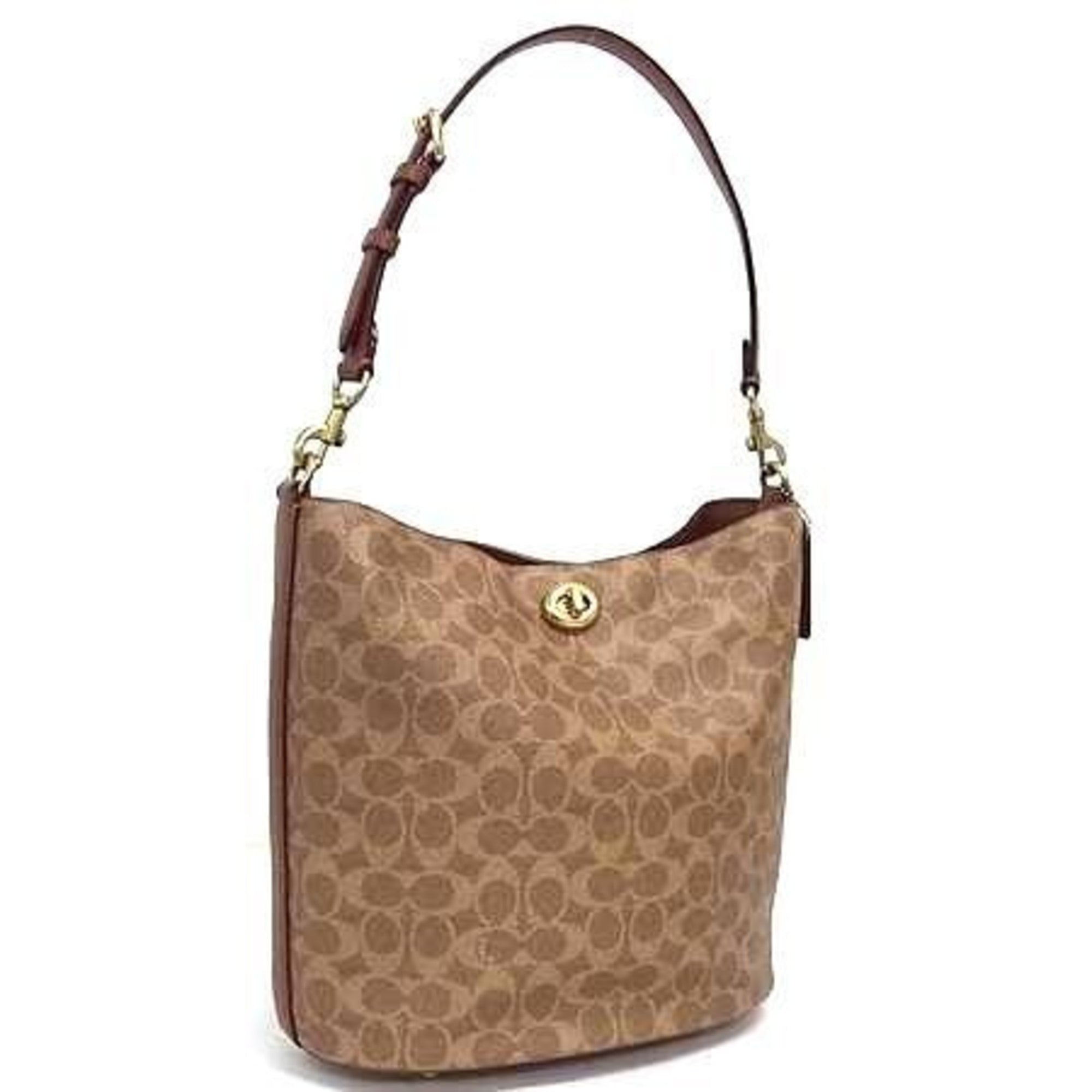 Coach Signature Brown Pvc Leather Shoulder Bag (Pre-Owned)