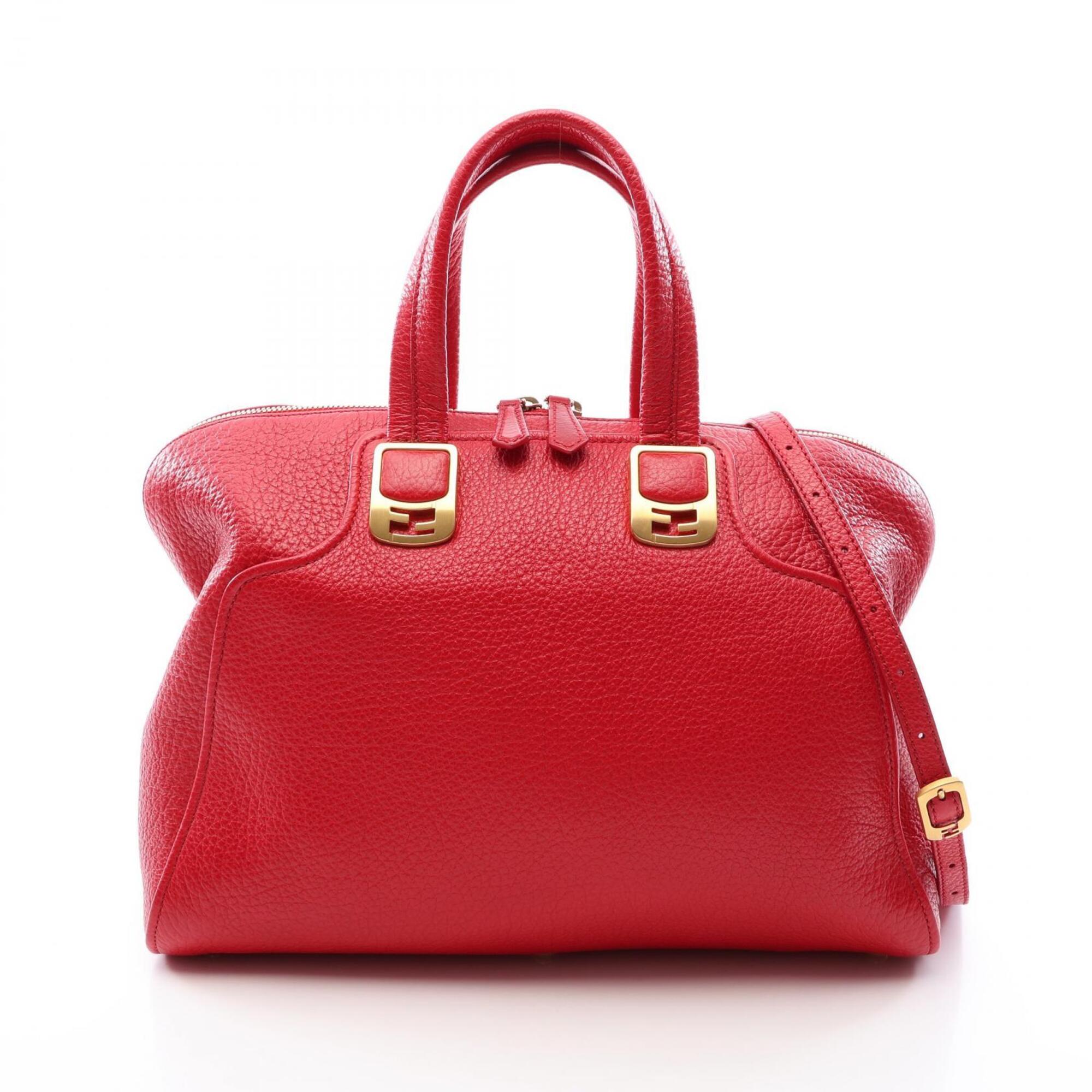 Fendi Red Color Leather Handbag (Pre-Owned)