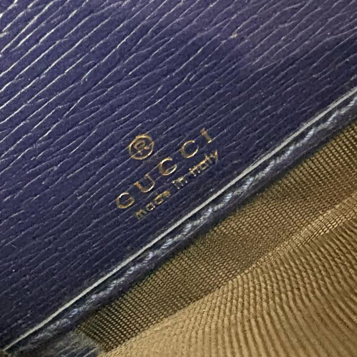 Gucci Navy Red Color Leather Long Wallet (Bi-Fold) (Pre-Owned)