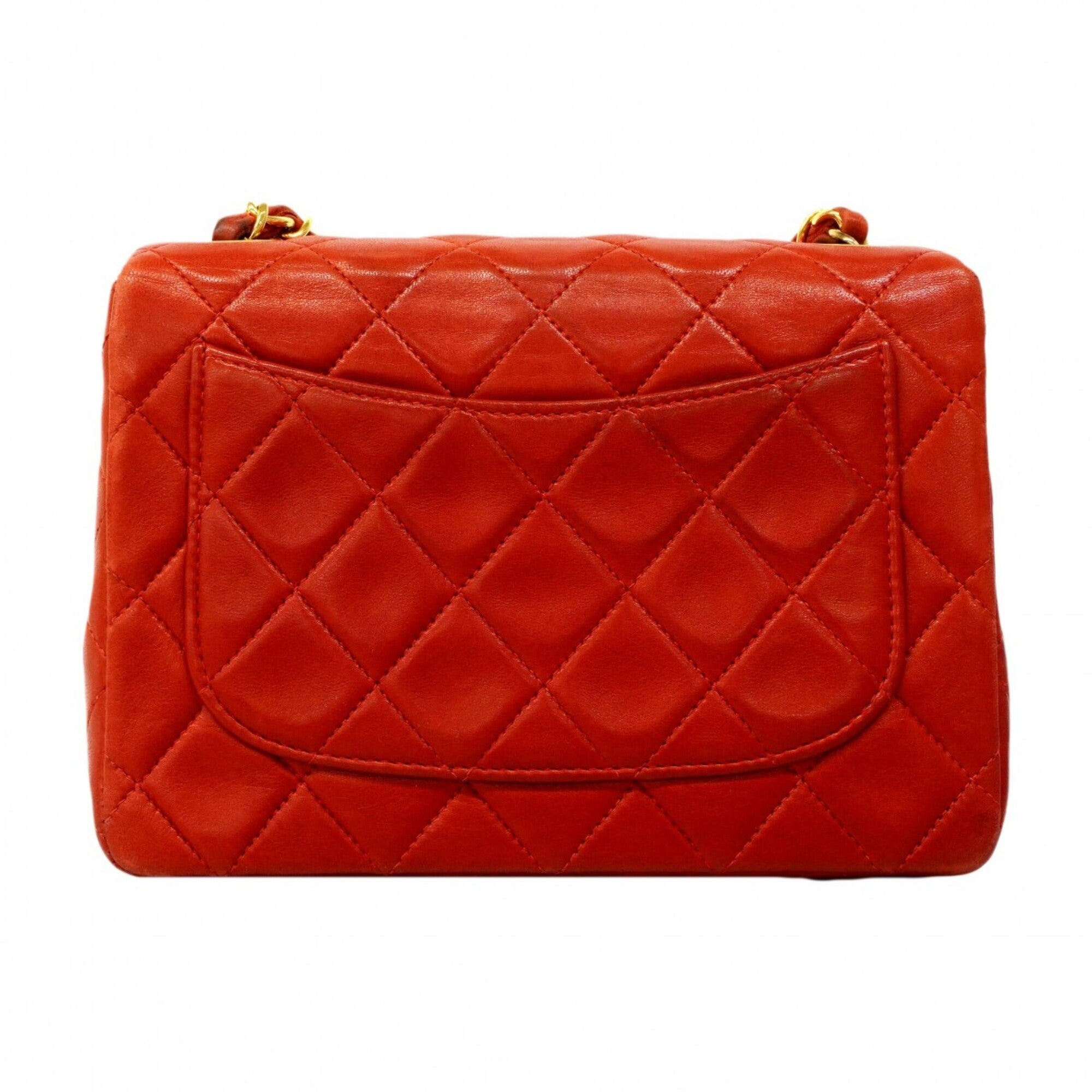 Chanel Red Color Leather Shoulder Bag (Pre-Owned)