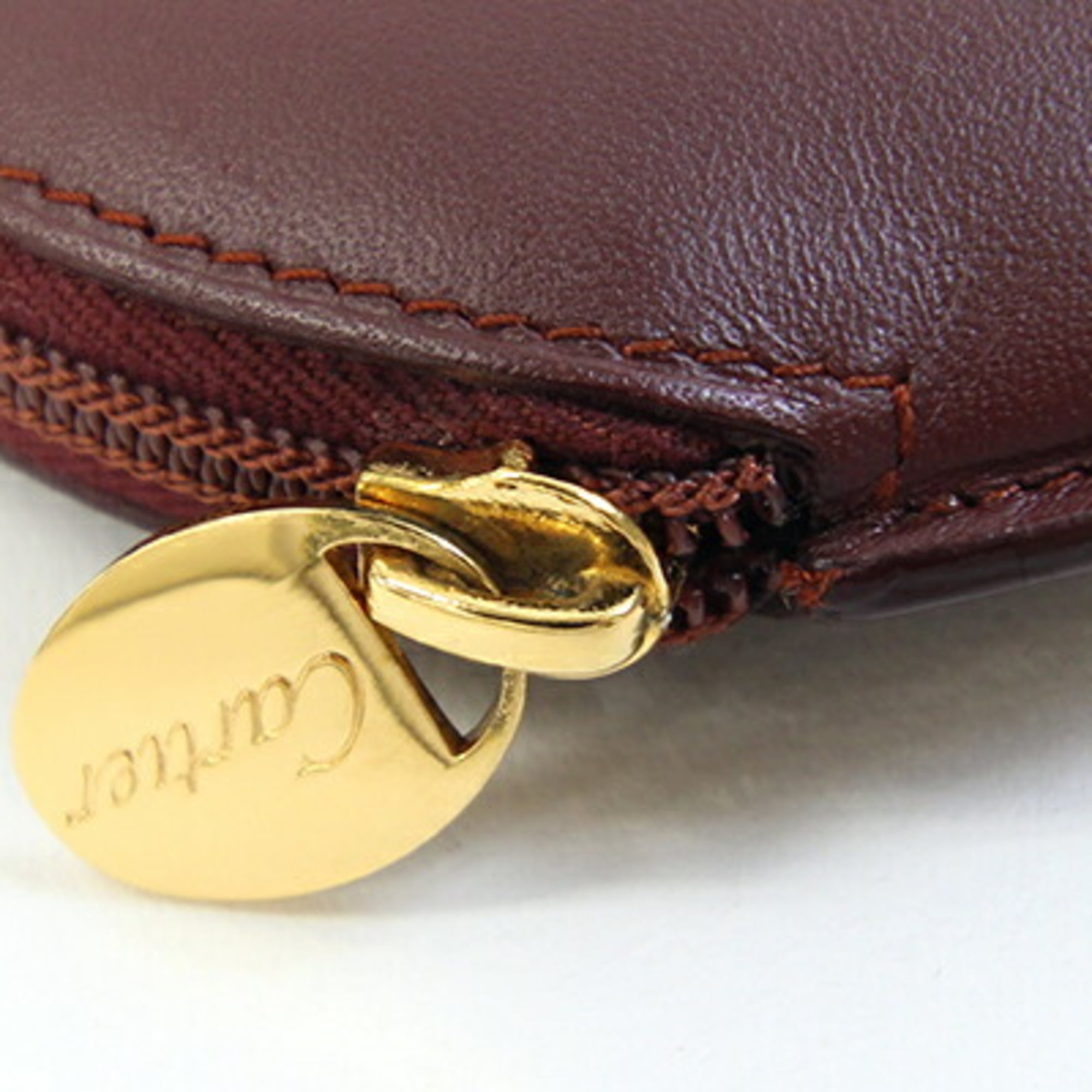 Cartier Must Bordeaux Leather Coin Purse/Coin Case (Pre-Owned)