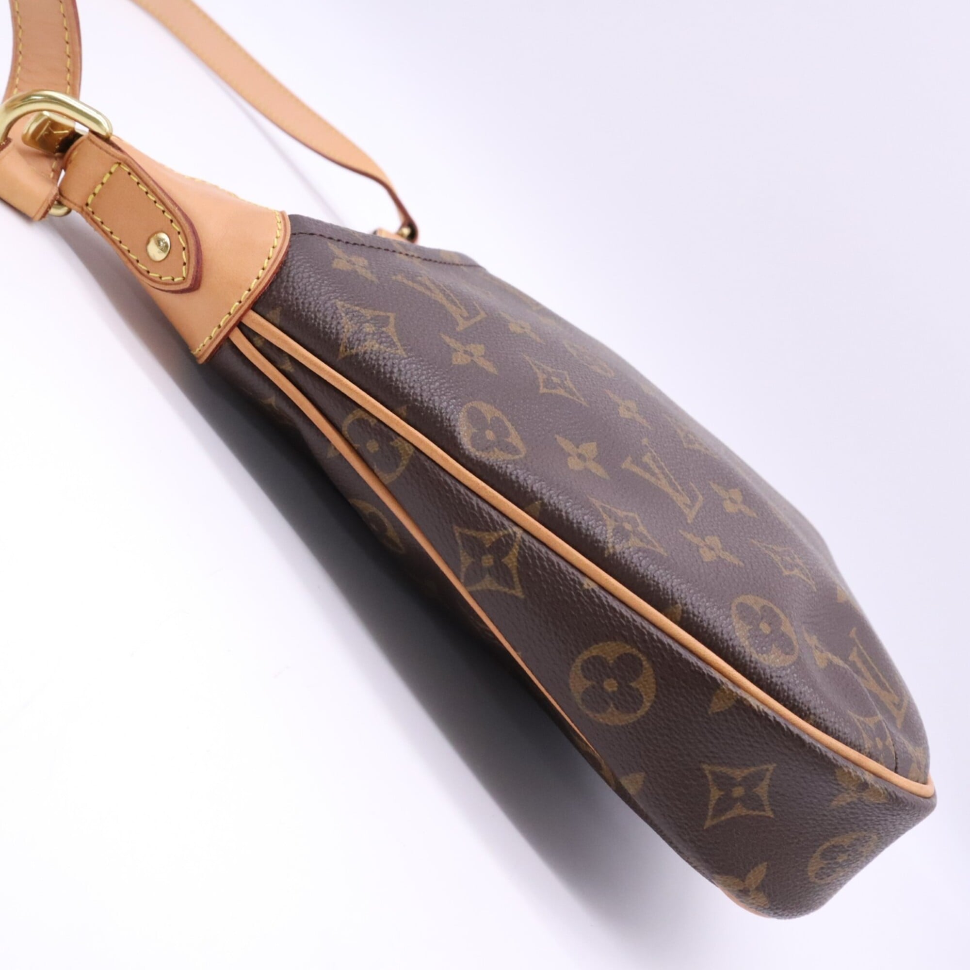 Louis Vuitton Beige Brown Coated Canvas Leather Shoulder Bag (Pre-Owned)