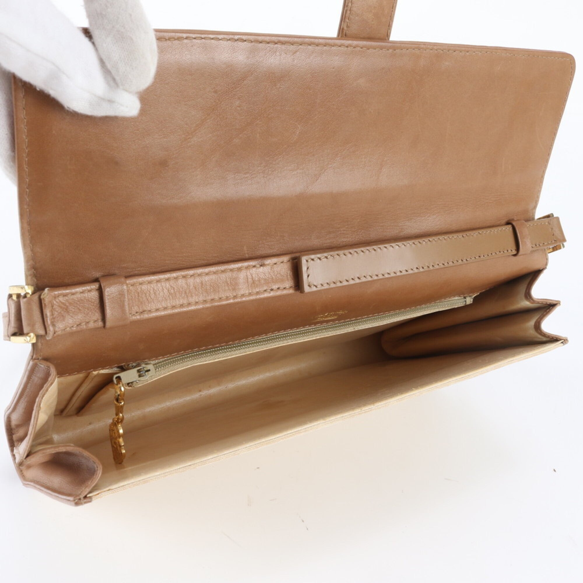 Gucci Ivory Leather Coated Canvas Handbag Shoulder Bag (Pre-Owned)