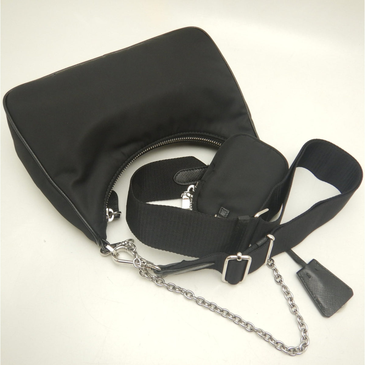 Prada Saffiano Nero Nylon Saffiano Shoulder Bag (Pre-Owned)