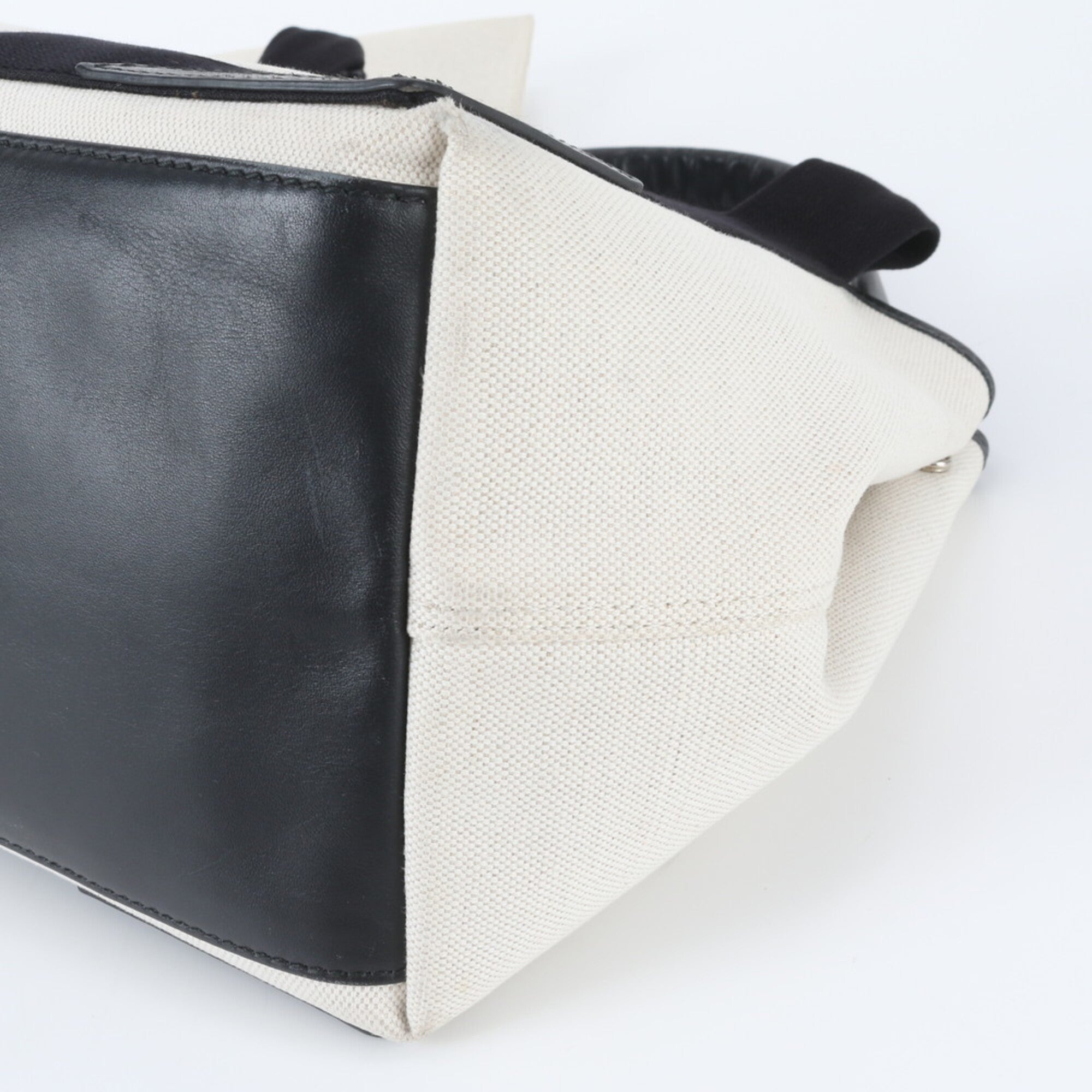 Balenciaga Black White Canvas Leather Handbag Pouch Tote Bag (Pre-Owned)