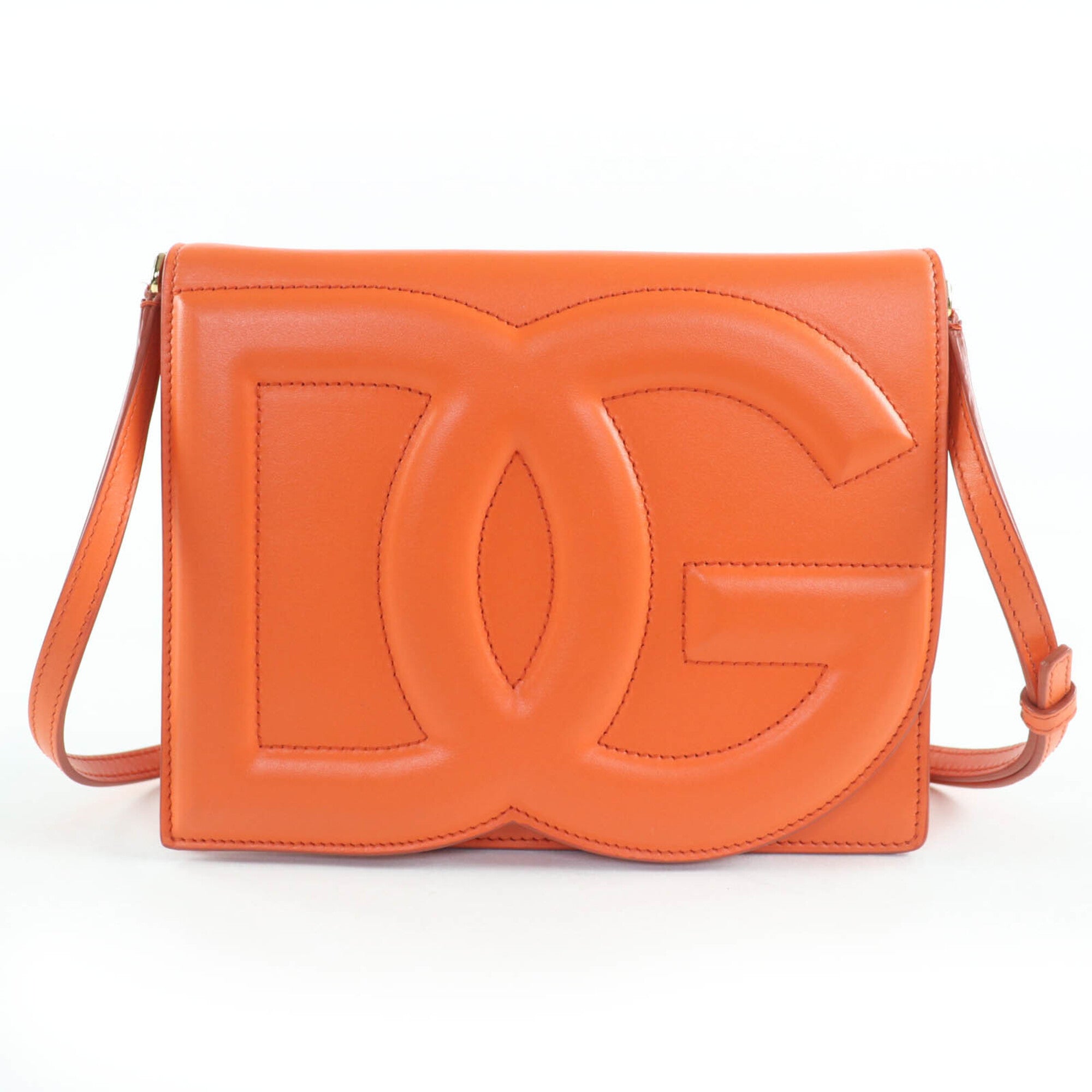 Dolce & Gabbana Orange Leather Clutch Bag Shoulder Bag (Pre-Owned)