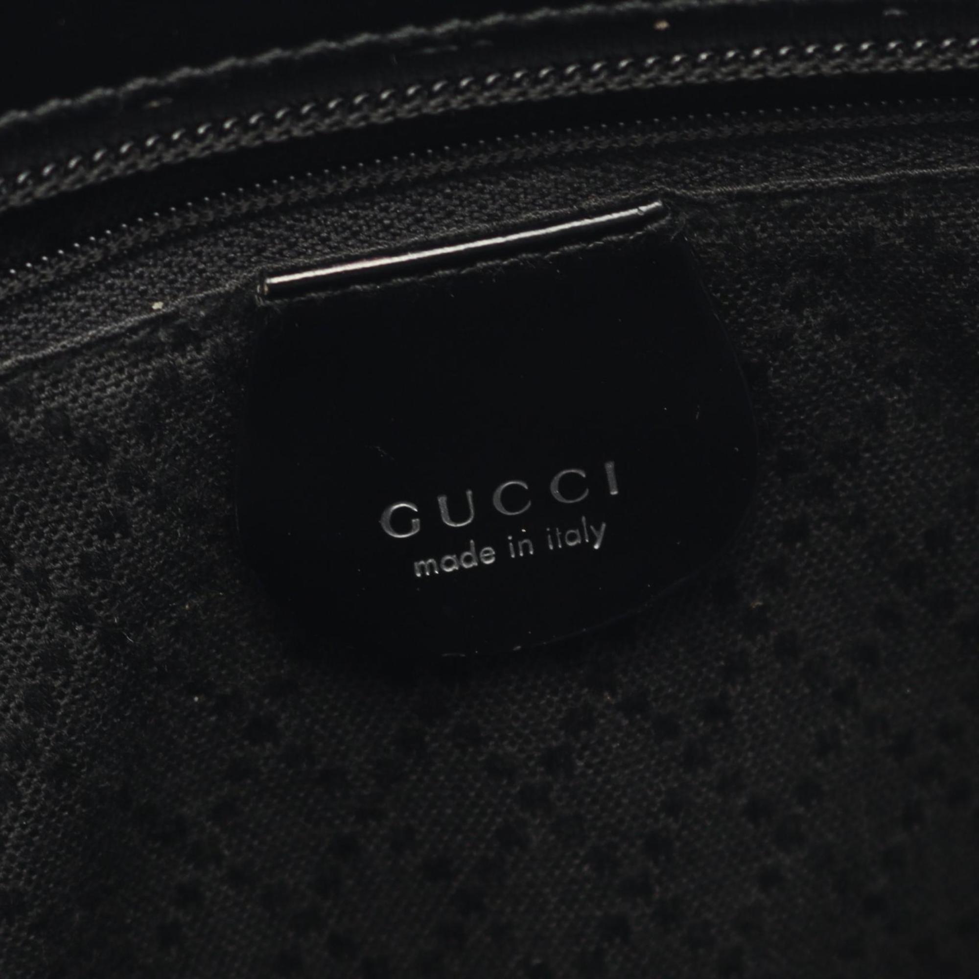 Gucci Black Leather Nylon Canvas Handbag (Pre-Owned)
