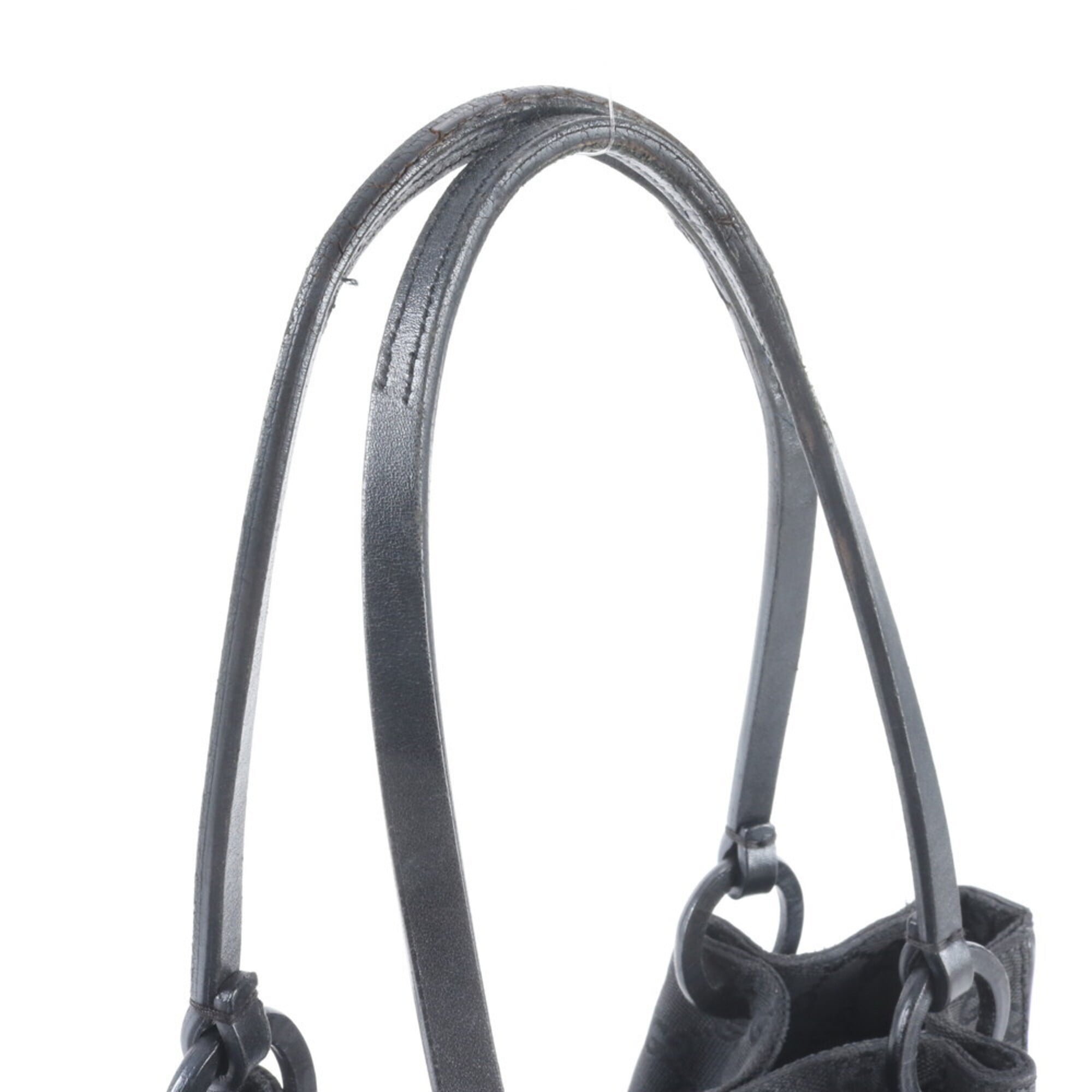 Gucci Gg Canvas Black Gg Canvas Leather Handbag Tote Bag (Pre-Owned)