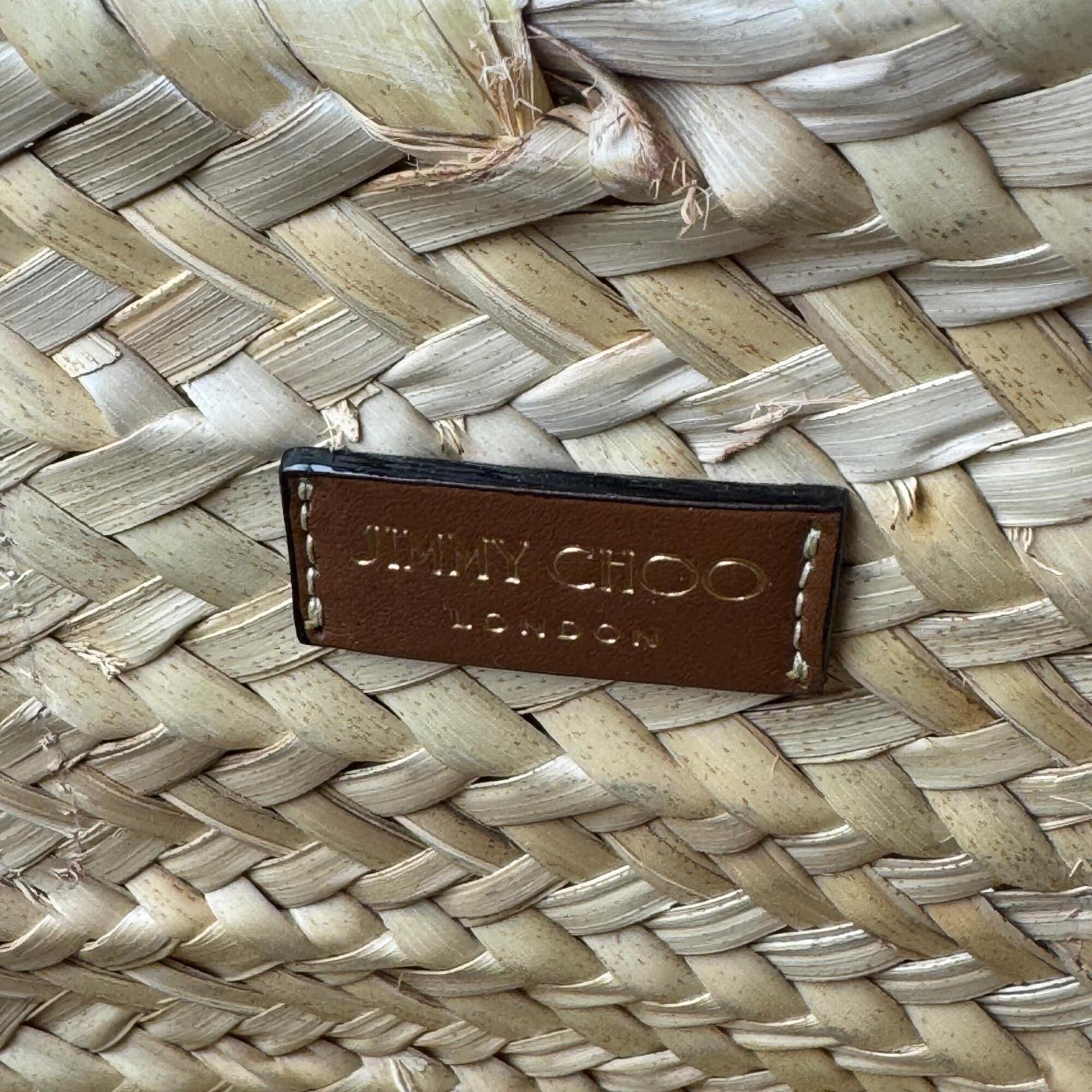 Jimmy Choo Beige Brown Raffia Handbag Shoulder Bag (Pre-Owned)