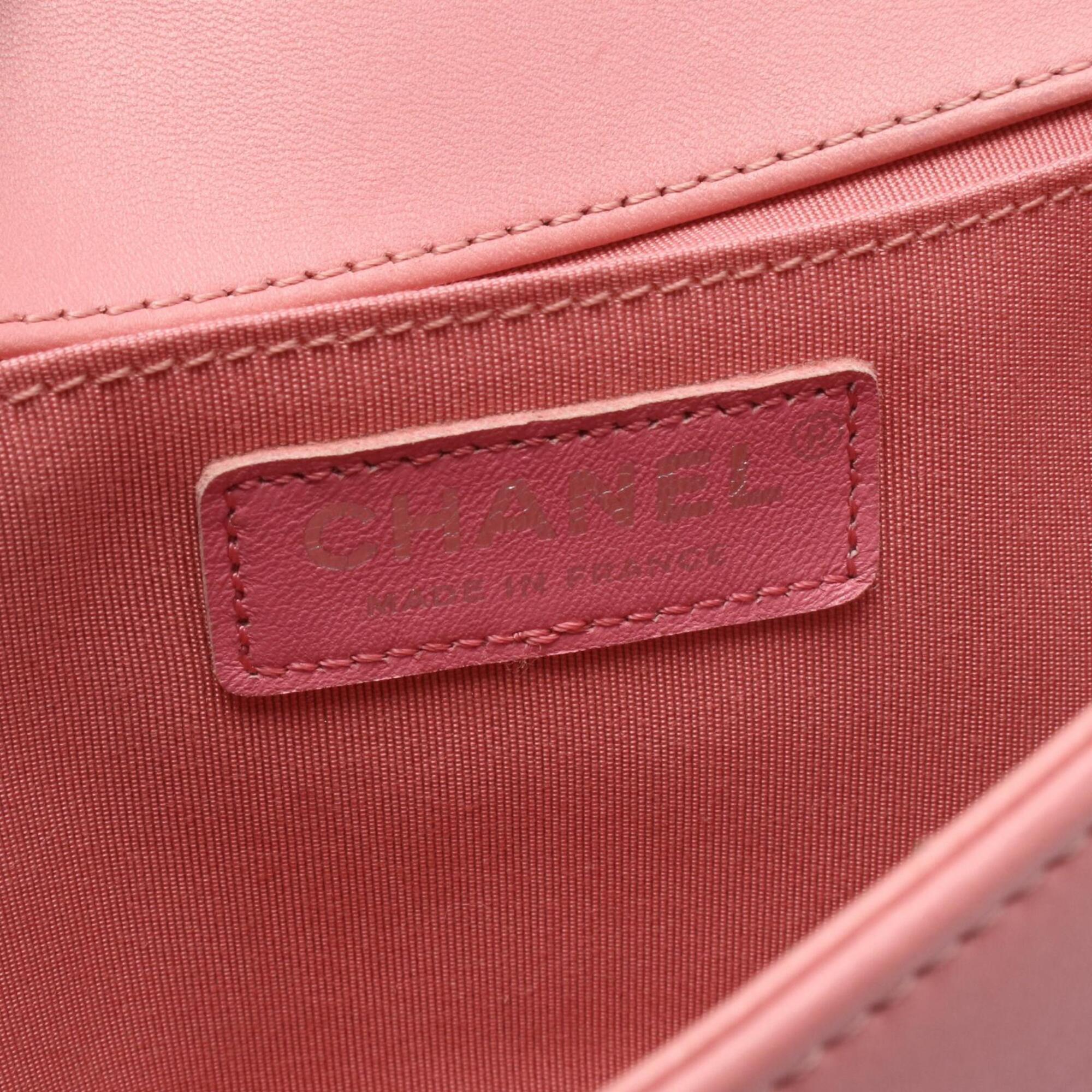 Chanel Boy Chanel Pink Leather Handbag Shoulder Bag (Pre-Owned)