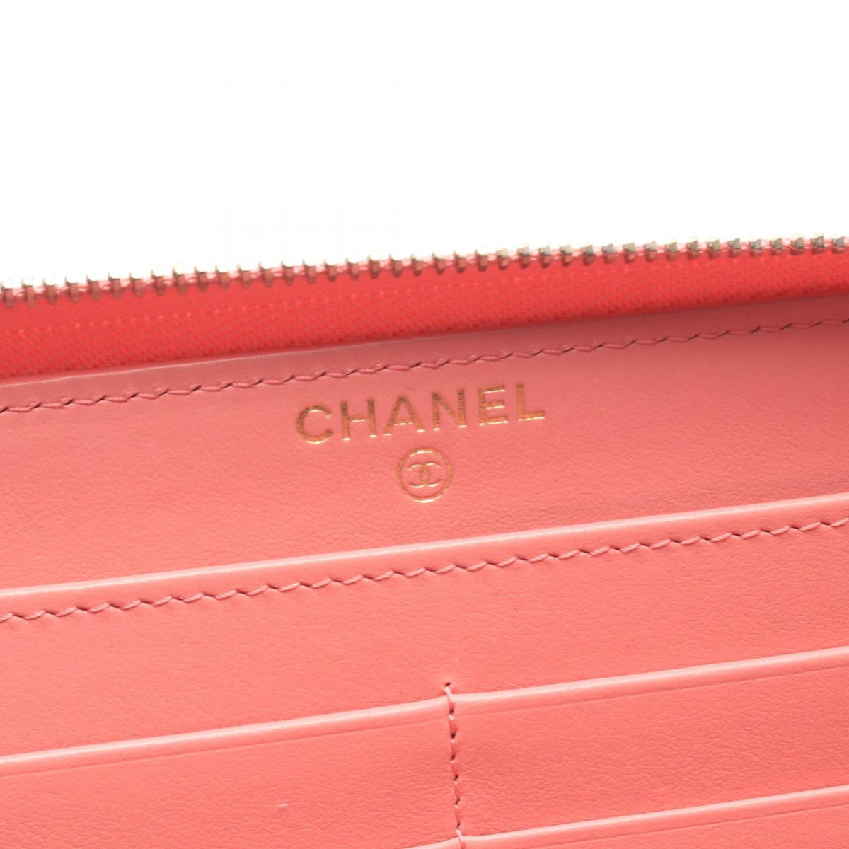 Chanel Pink Grained Calfskin Long Wallet (Bi-Fold) (Pre-Owned)