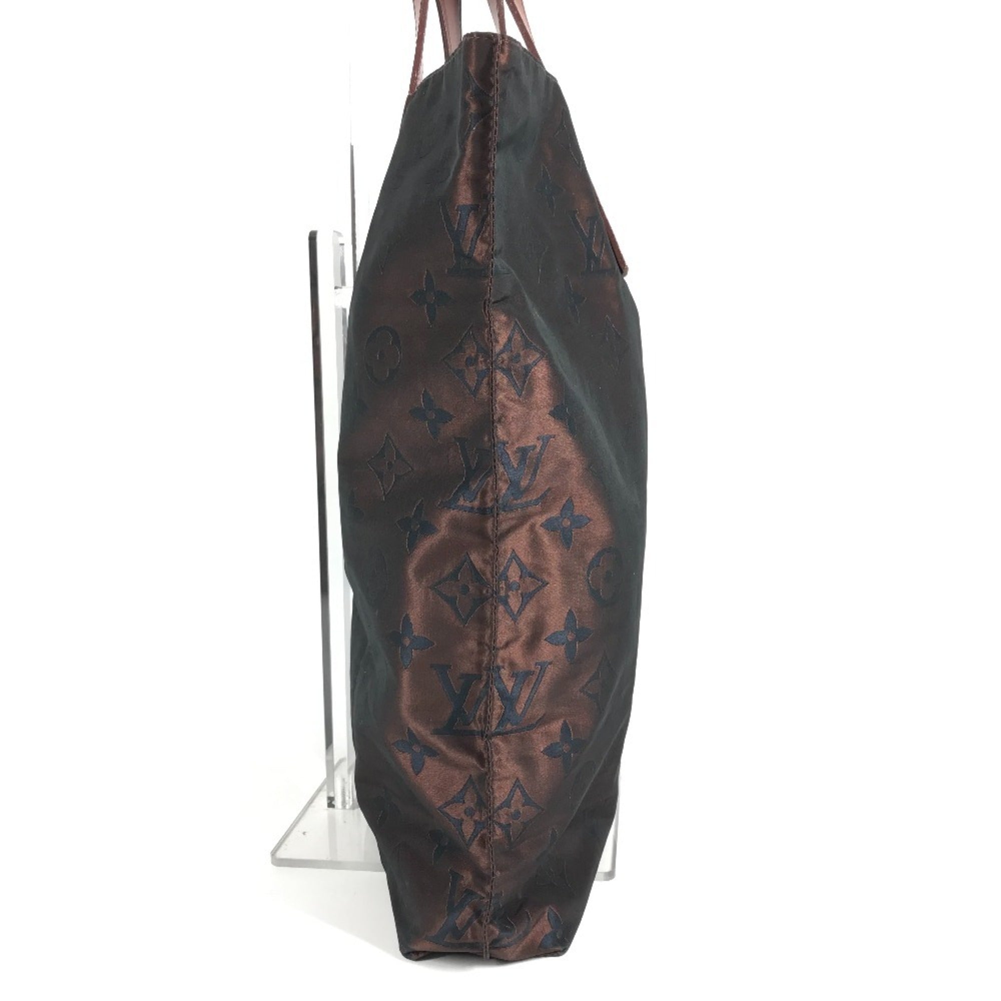 Louis Vuitton Brown Leather Nylon Shoulder Bag Tote Bag (Pre-Owned)