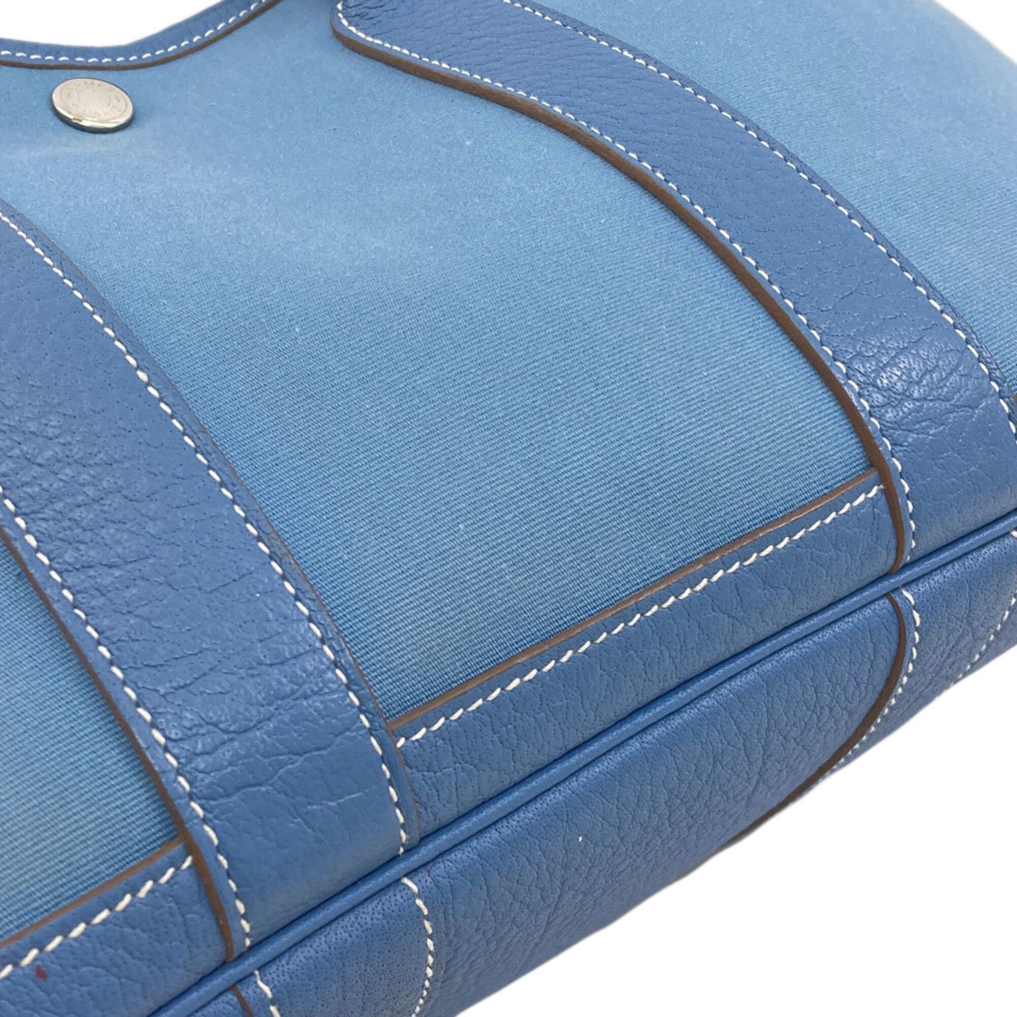 Hermes Garden Blue Jean Toile Officier Handbag (Pre-Owned)