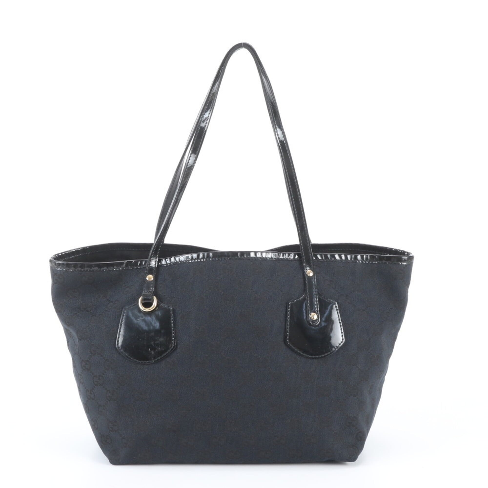 Gucci Black Leather Canvas Handbag Shoulder Bag Tote Bag (Pre-Owned)