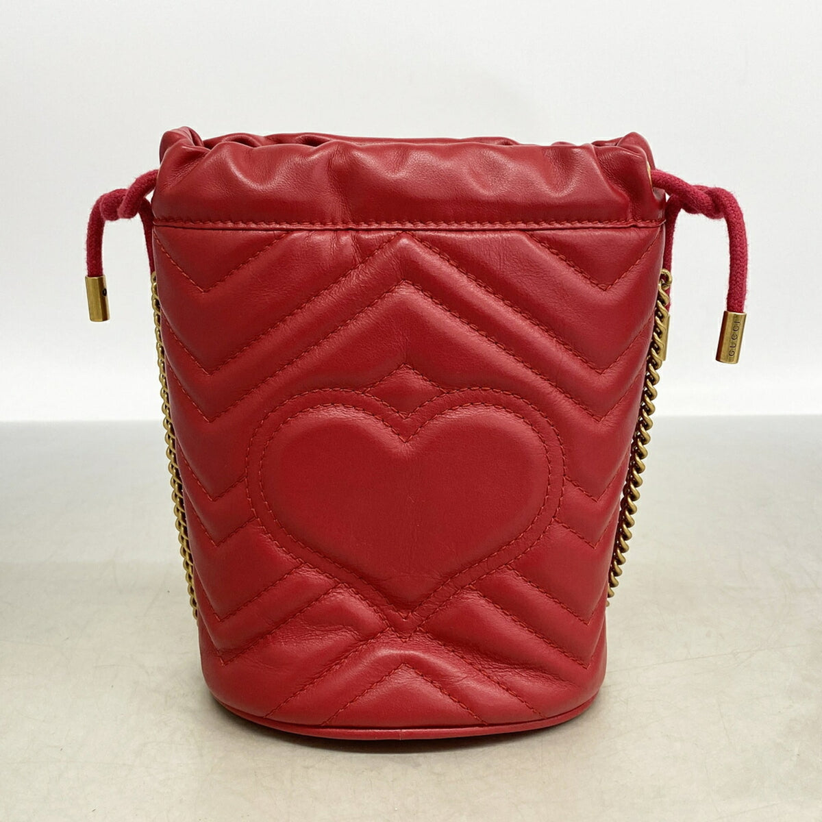 Gucci Red Color Leather Shoulder Bag (Pre-Owned)