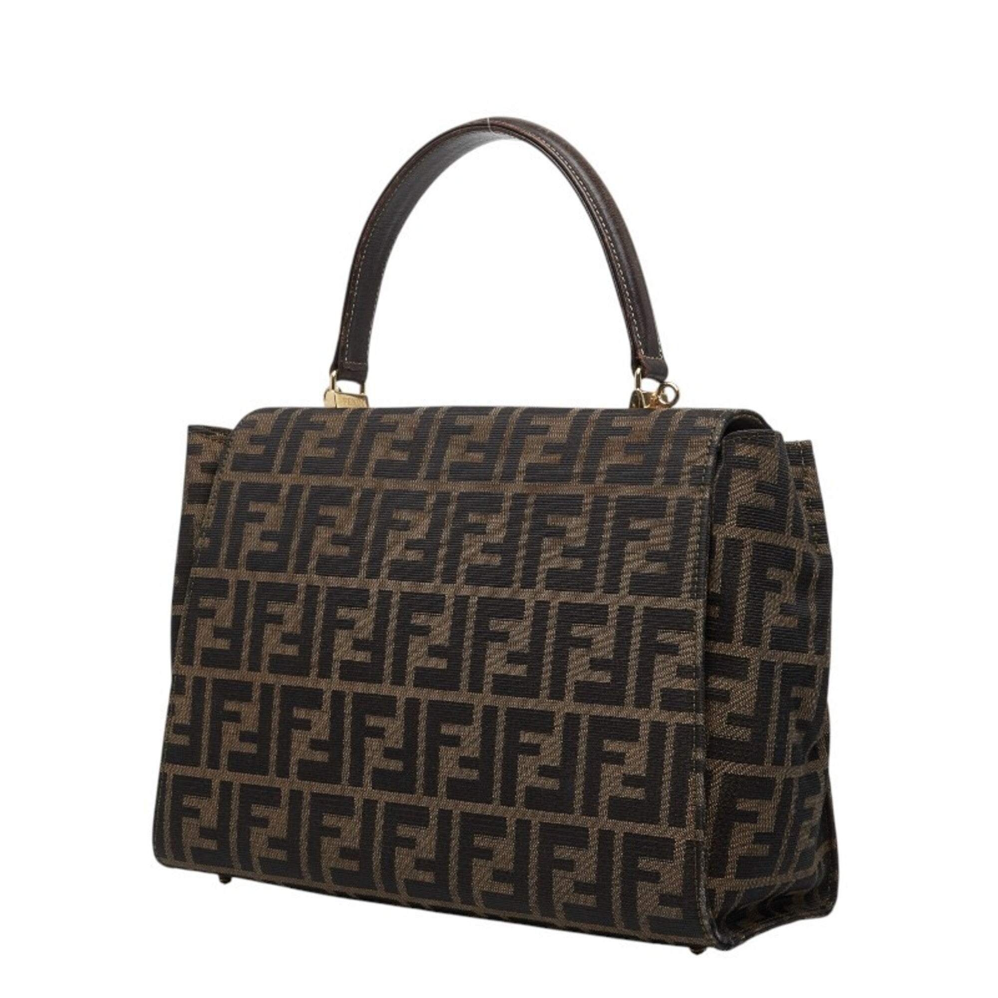 Fendi Brown Canvas Leather Handbag Shoulder Bag (Pre-Owned)