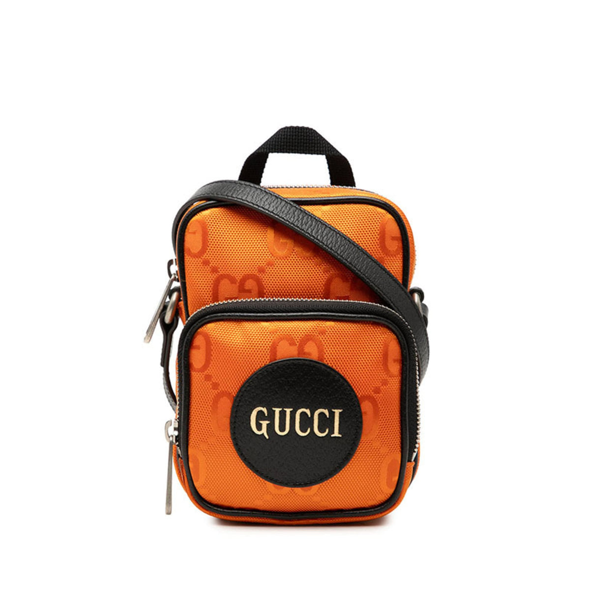 Gucci Black Orange Nylon Leather Shoulder Bag (Pre-Owned)