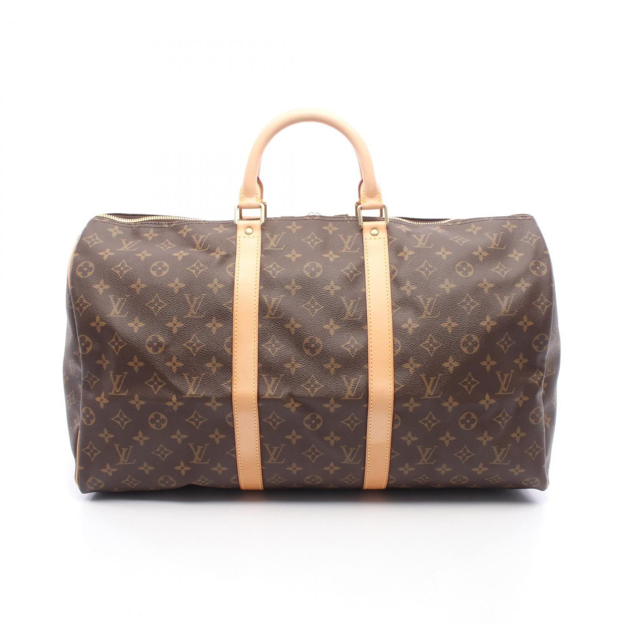 Louis Vuitton Brown Monogram Coated Canvas Leather Boston Bag Handbag (Pre-Owned)