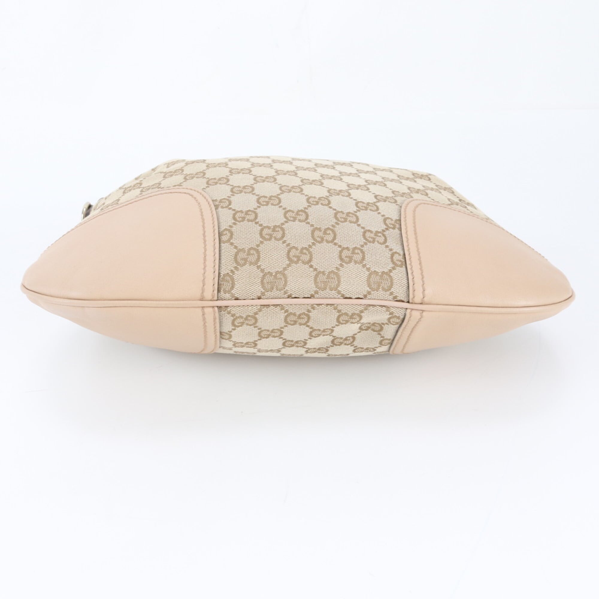 Gucci Beige Leather Canvas Shoulder Bag Tote Bag (Pre-Owned)