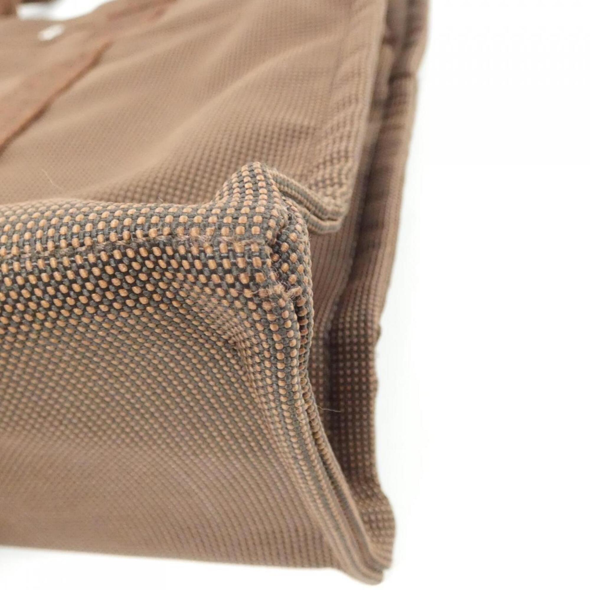 Hermes Brown Canvas Handbag (Pre-Owned)