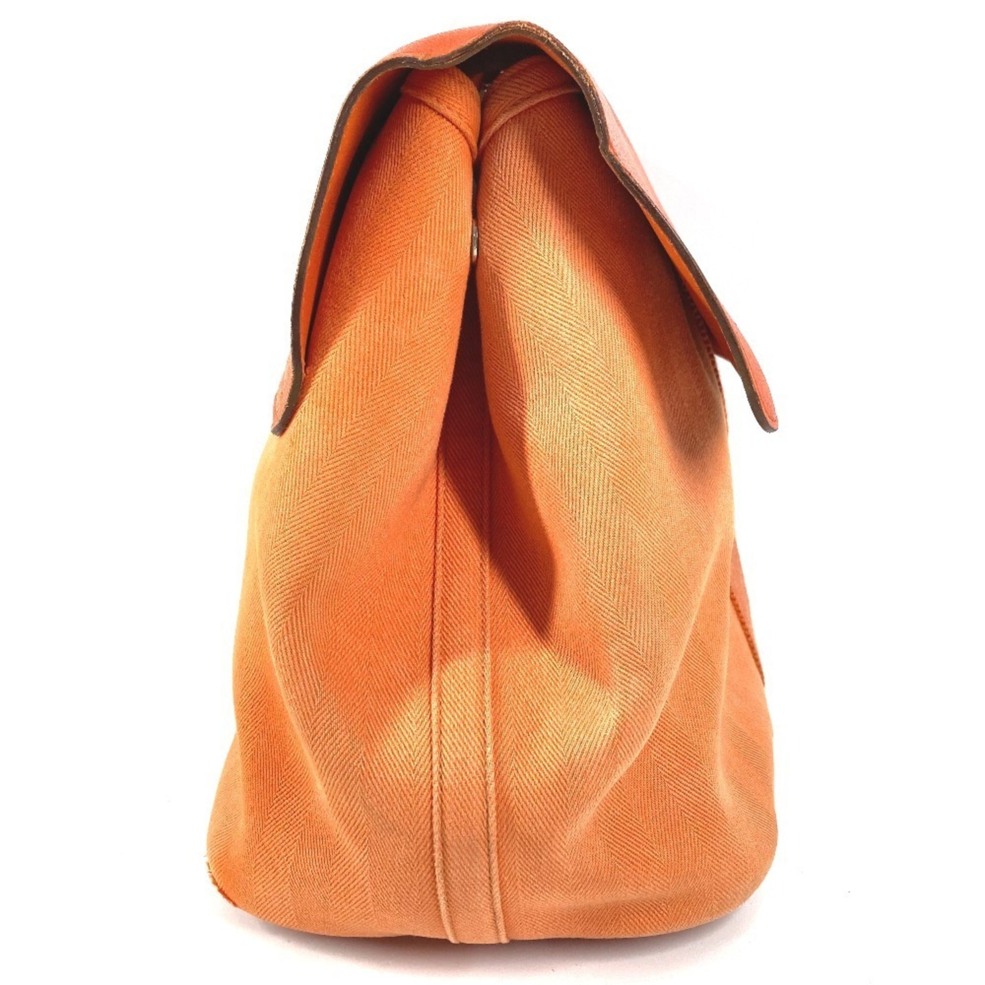 Hermes Orange Toile Chevron Handbag Pouch Tote Bag (Pre-Owned)