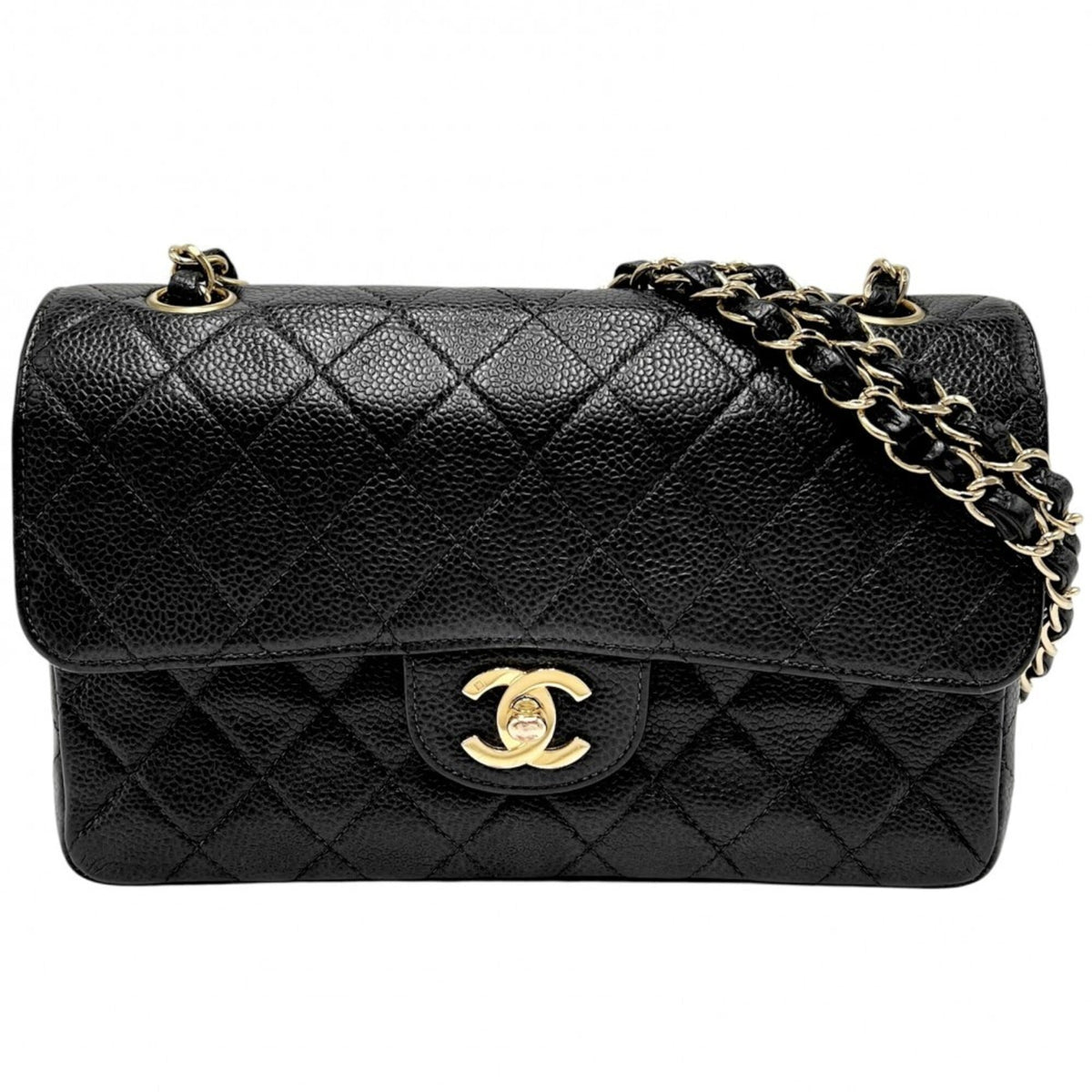 Chanel Matelasse Black Grained Calfskin Shoulder Bag (Pre-Owned)