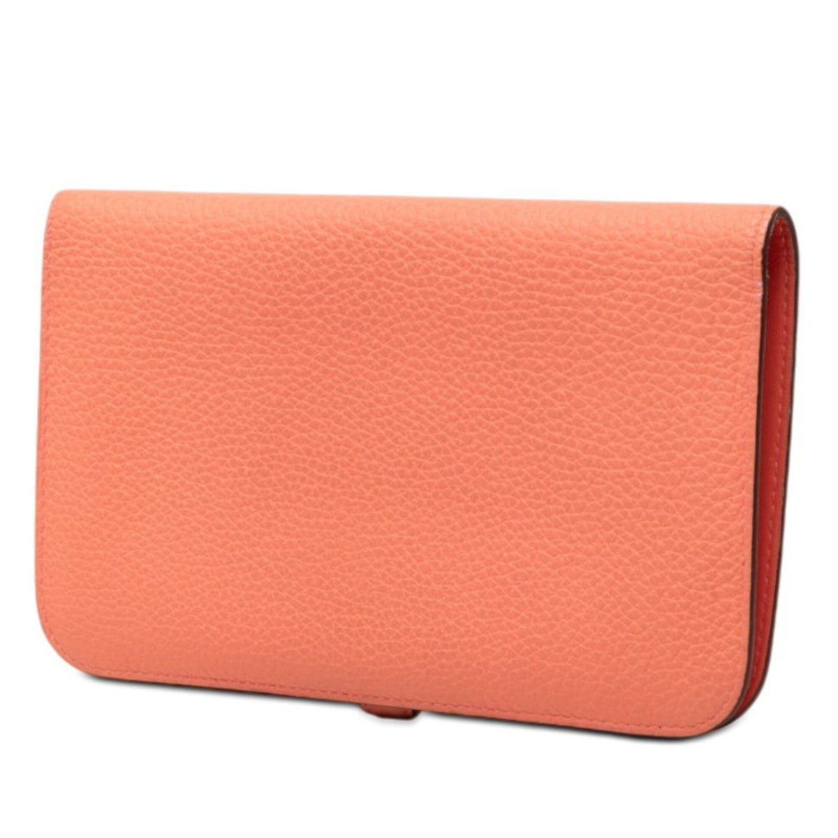 Hermes Pink Taurillon Clemence Leather Long Wallet (Bi-Fold) (Pre-Owned)