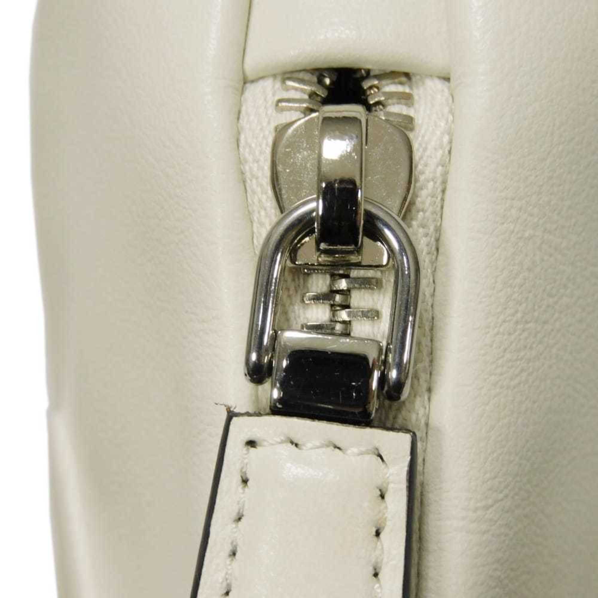 Prada Bianco White Leather Pouch Shoulder Bag (Pre-Owned)