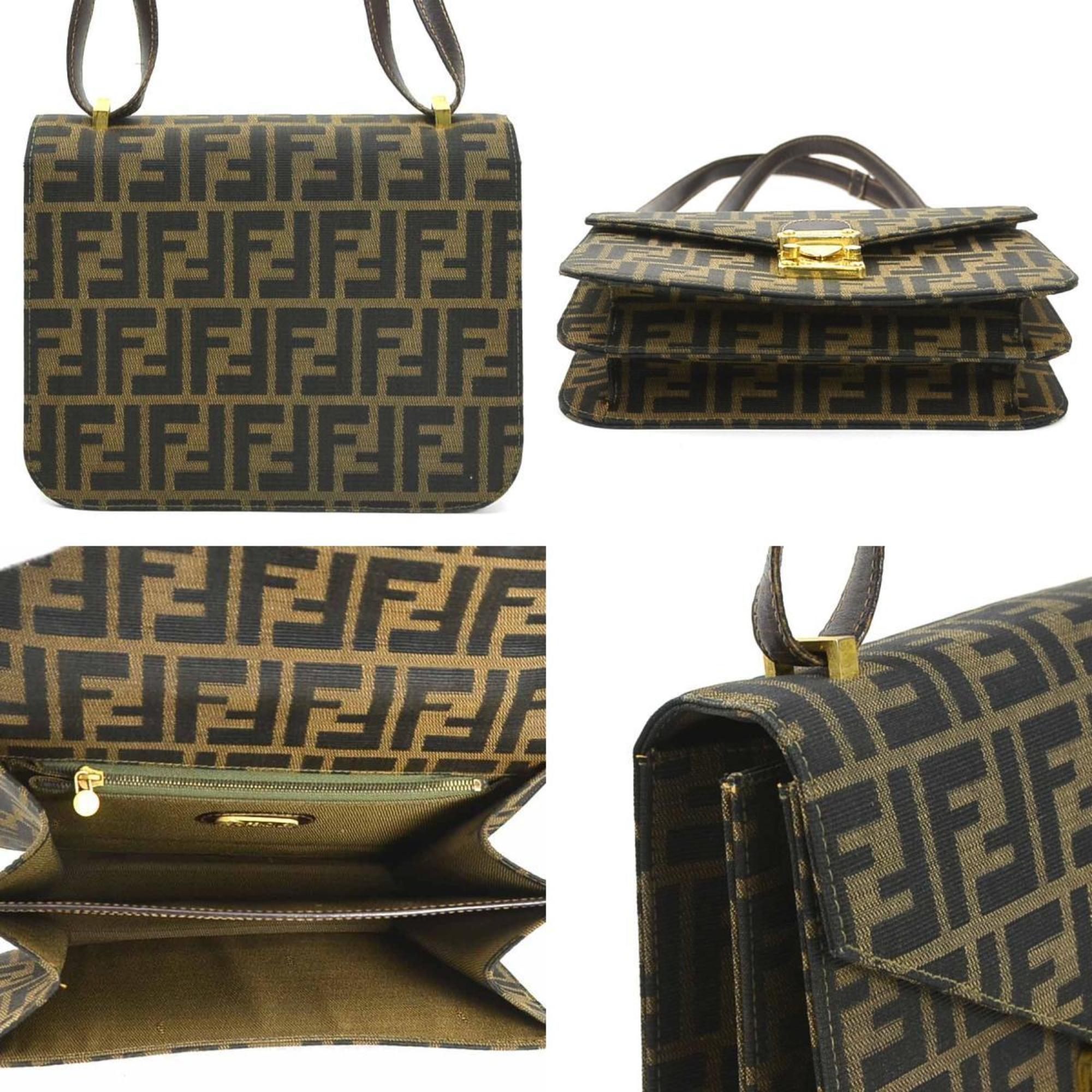 Fendi Brown Canvas Leather Shoulder Bag (Pre-Owned)