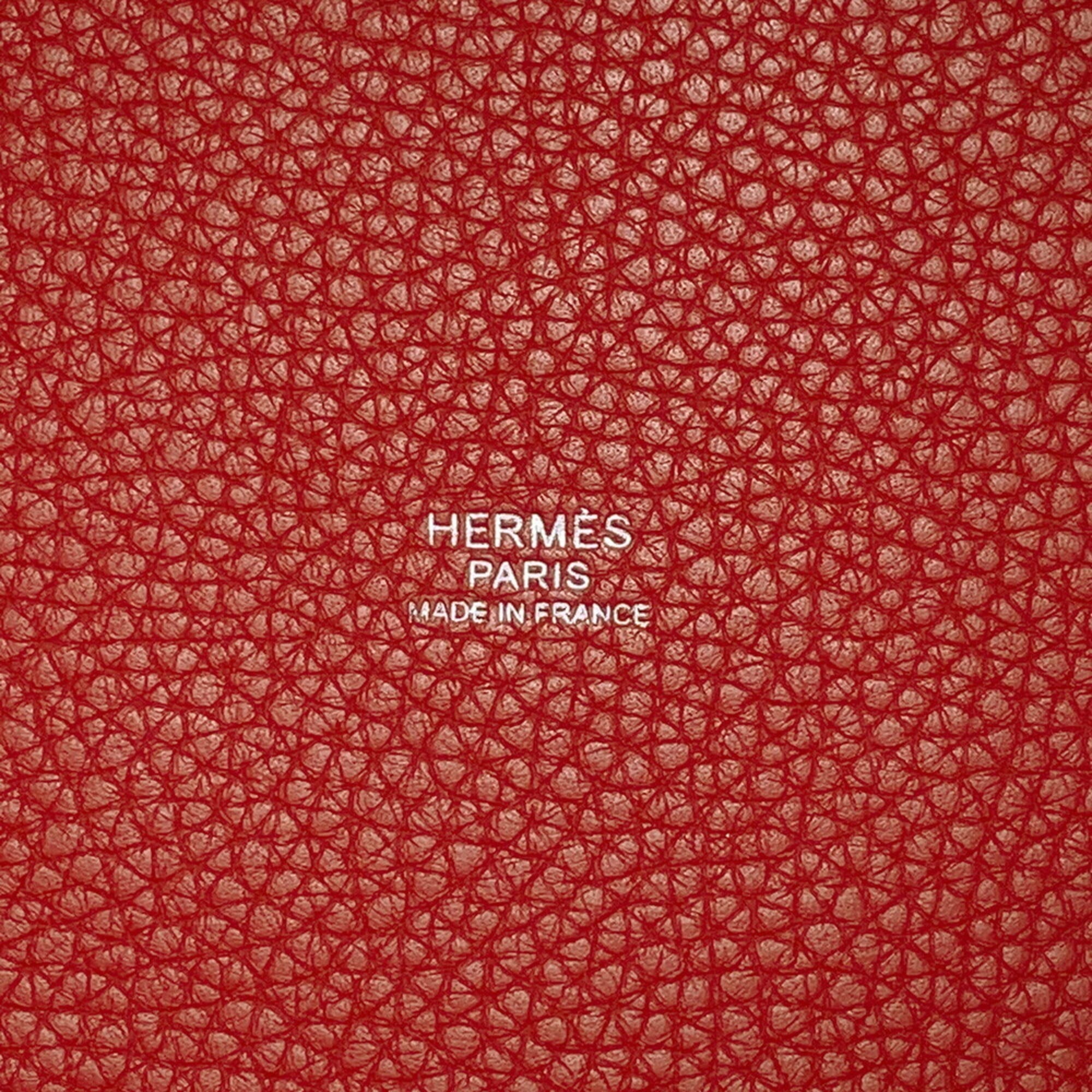 Hermes Red Color Rose Eglantine Taurillon Clemence Leather Swift Leather Handbag (Pre-Owned)
