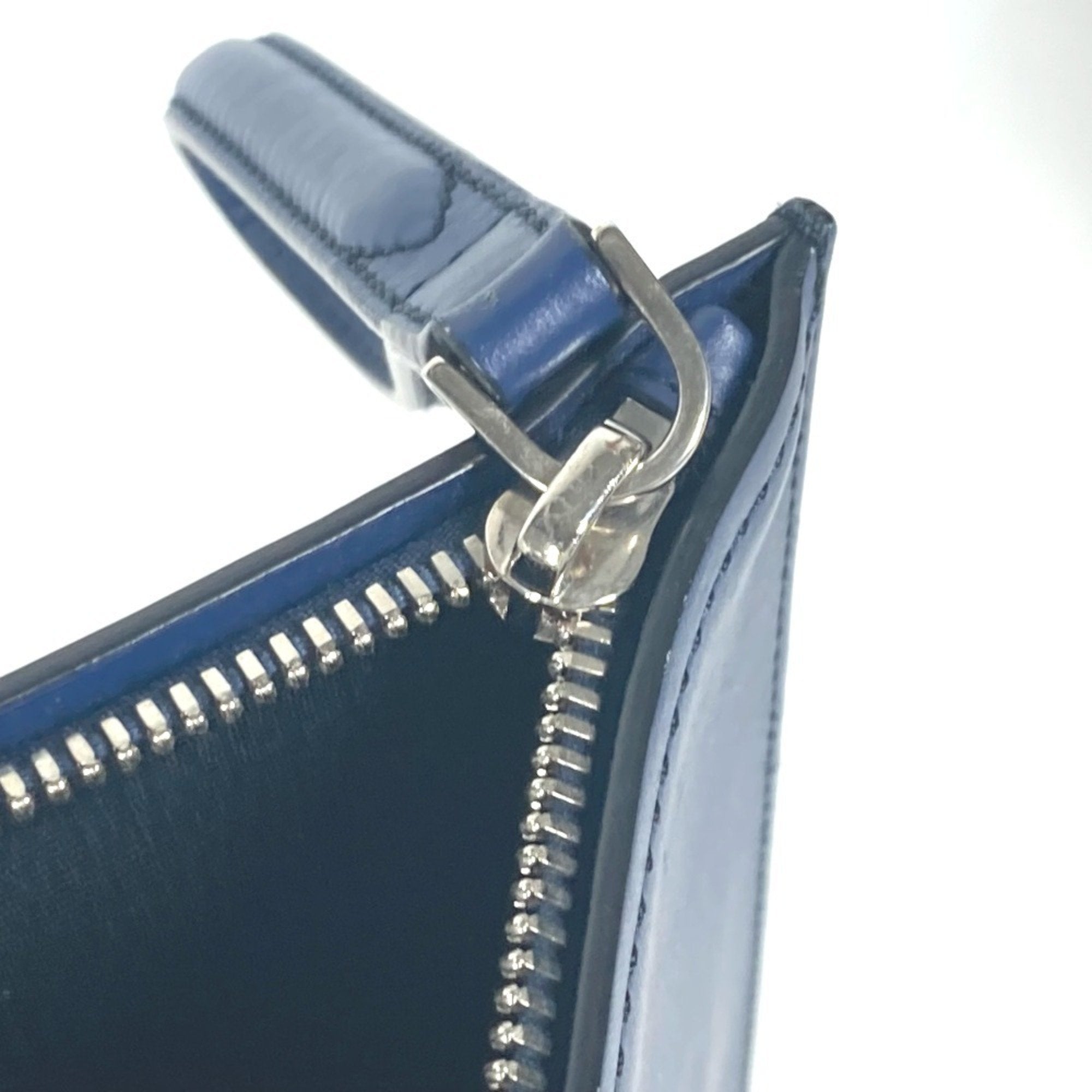 Salvatore Ferragamo Blue Leather Clutch Bag Pouch (Pre-Owned)
