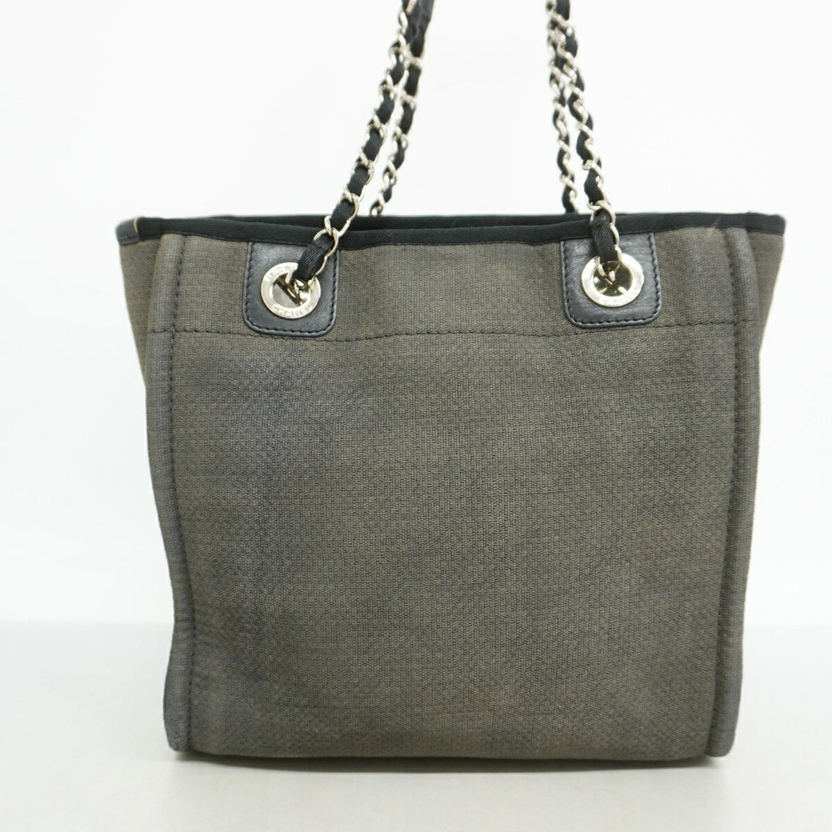 Chanel Black Gray Canvas Tote Bag (Pre-Owned)