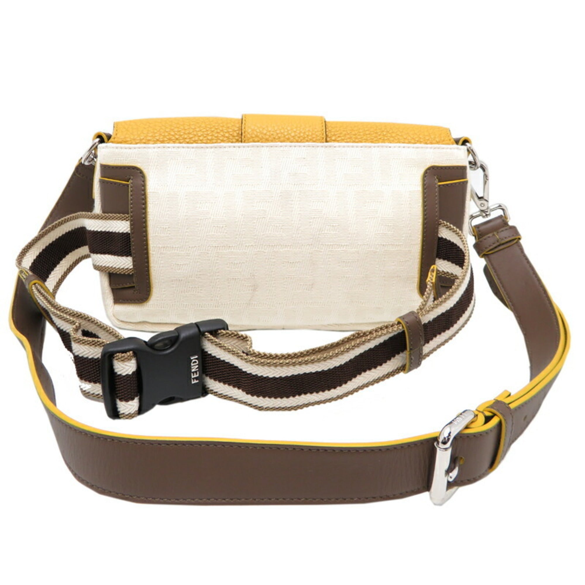 Fendi Dark Yellow Canvas Leather Shoulder Bag (Pre-Owned)