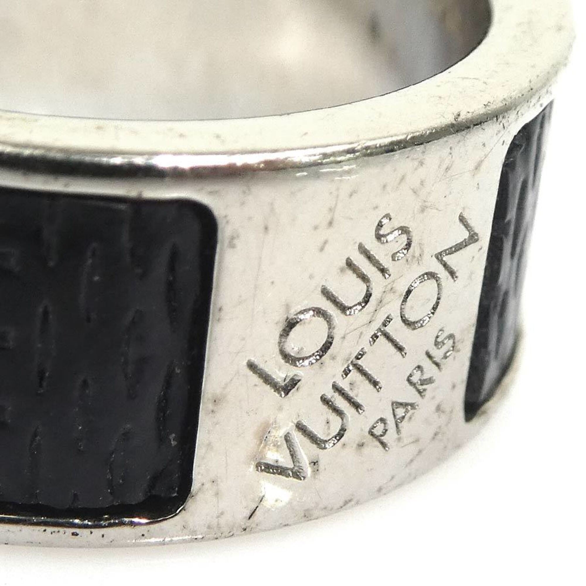 Louis Vuitton Black Damier Canvas Metal Band Ring (Pre-Owned)