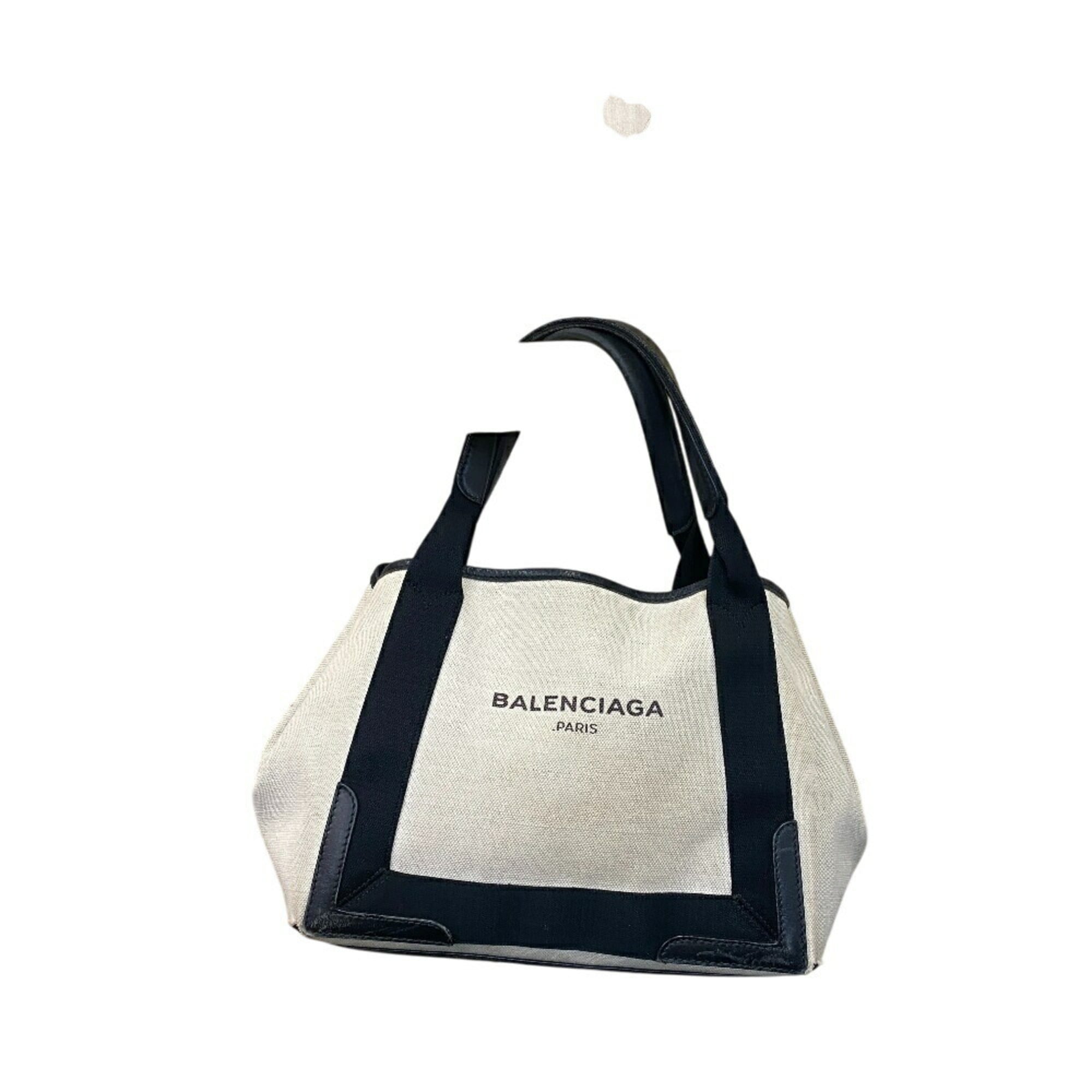 Balenciaga Black Ivory Canvas Leather Handbag (Pre-Owned)