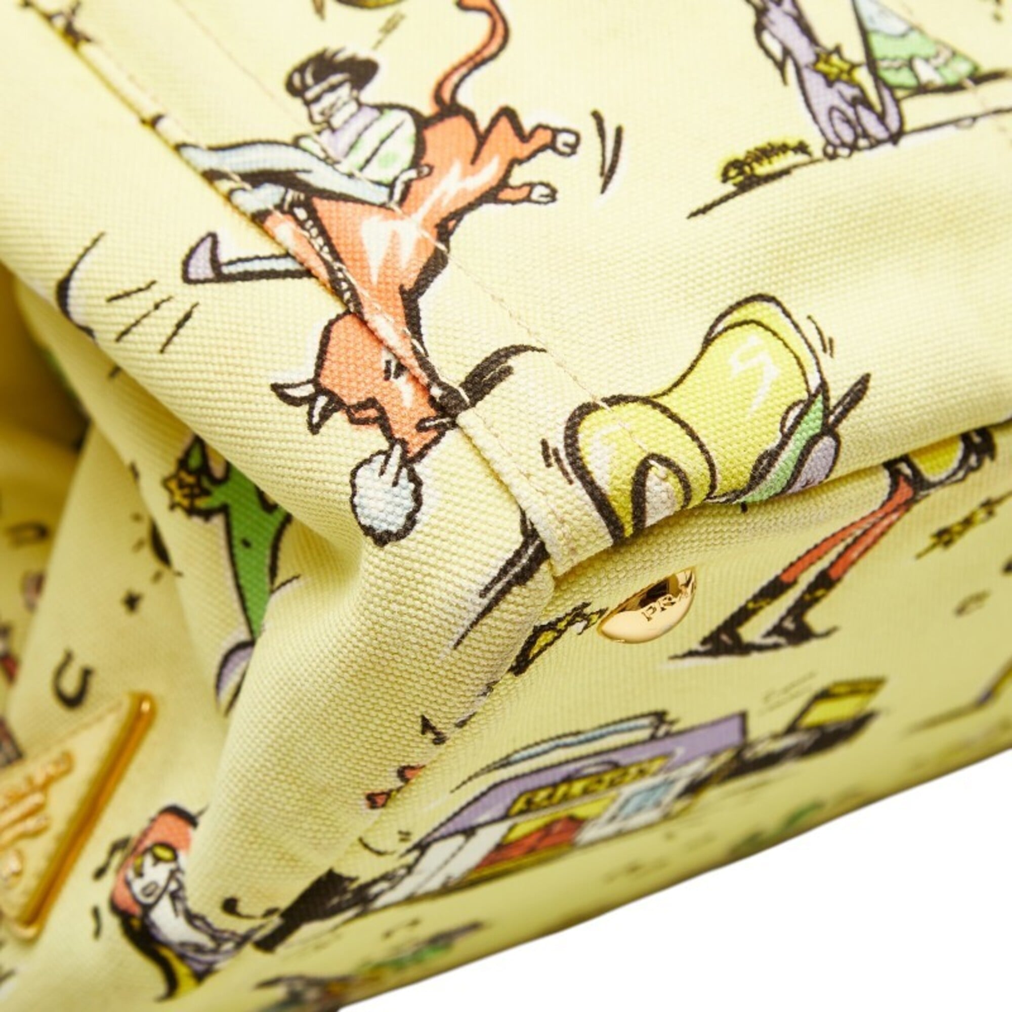 Prada Multi-Color Yellow Canvas Tote Bag (Pre-Owned)